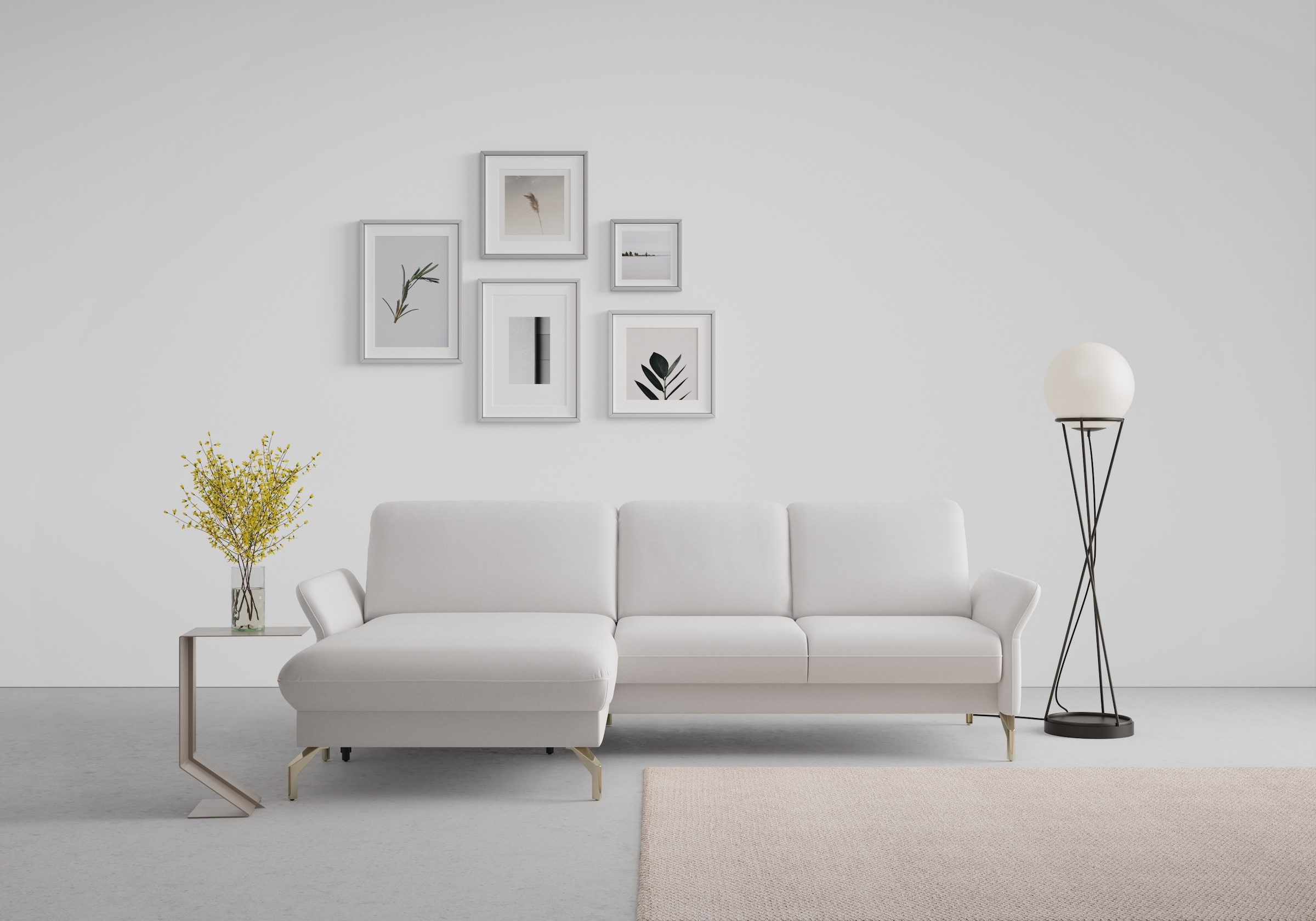 sit&more Ecksofa "Fashion L-Form" wahlweise mit Kopfteilverstellung, Vorziehsitz, motorisch, Nickelfüße