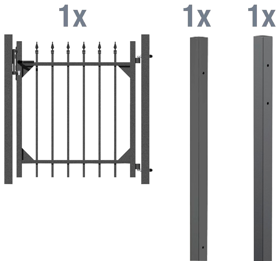 Metallzaun Einzeltor-Set Chaussee Anthrazit z. Einbetonieren 120 cm x 96 cm günstig online kaufen