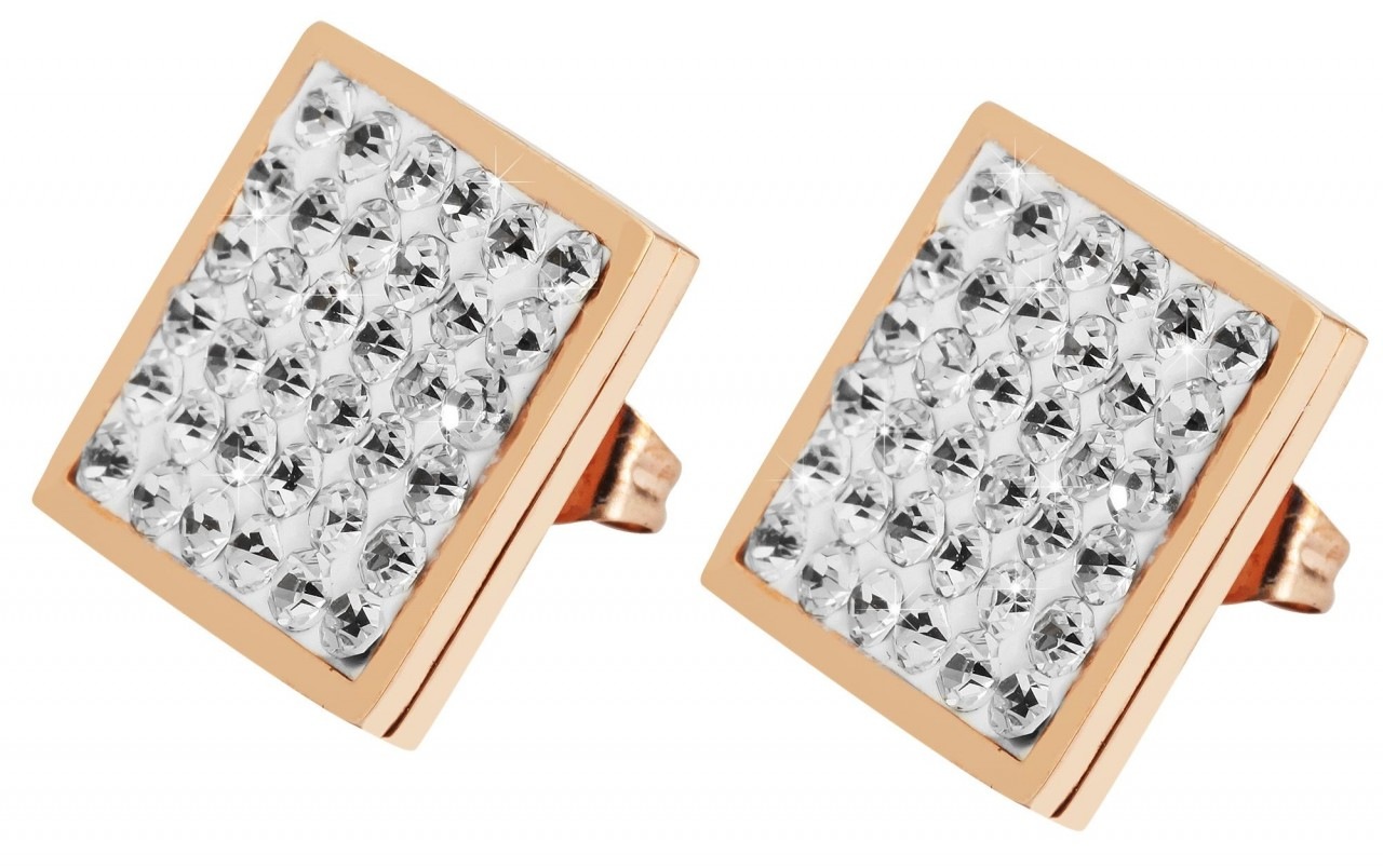 Adelia´s Paar Ohrhänger »Damen Ohrstecker aus poliertem Edelstahl und Strass Ø 14 mm«