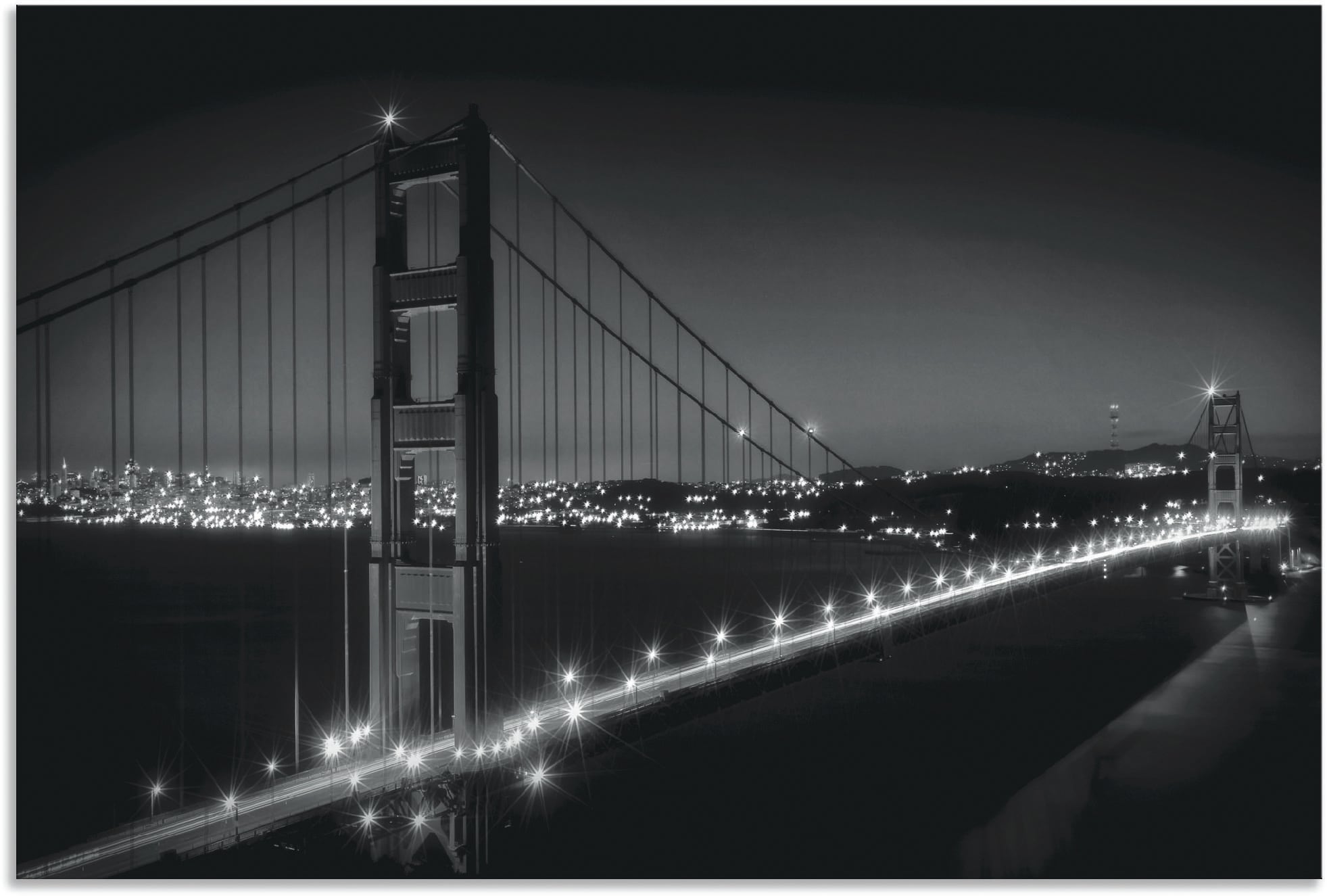 Artland Wandbild "Golden Gate Bridge am Abend", San Francisco, (1 St.), als Alubild, Outdoorbild, Wandaufkleber in versc