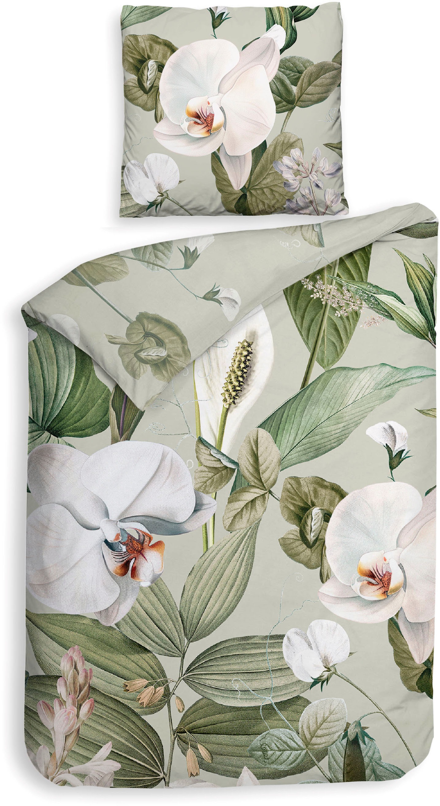 Heckett & Lane Bettwäsche »Botanico«, Blätter Design, hochwertiges Mako-Satin, Bettwäsche ab 135x200 cm.