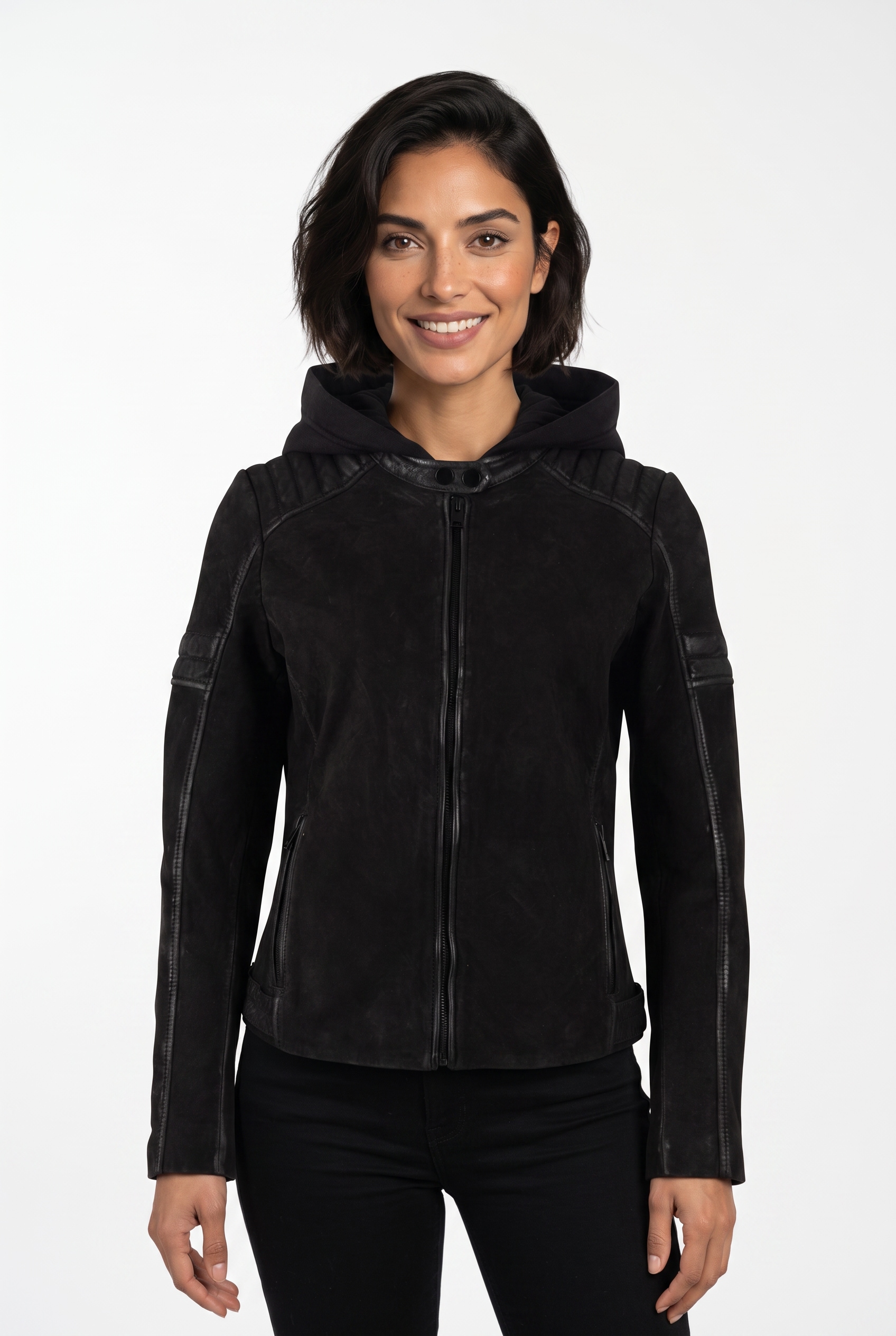 Mauritius Lederjacke "MWShary SF" mit Kapuze mit abnehmbarer Kapuze, Slim Fit