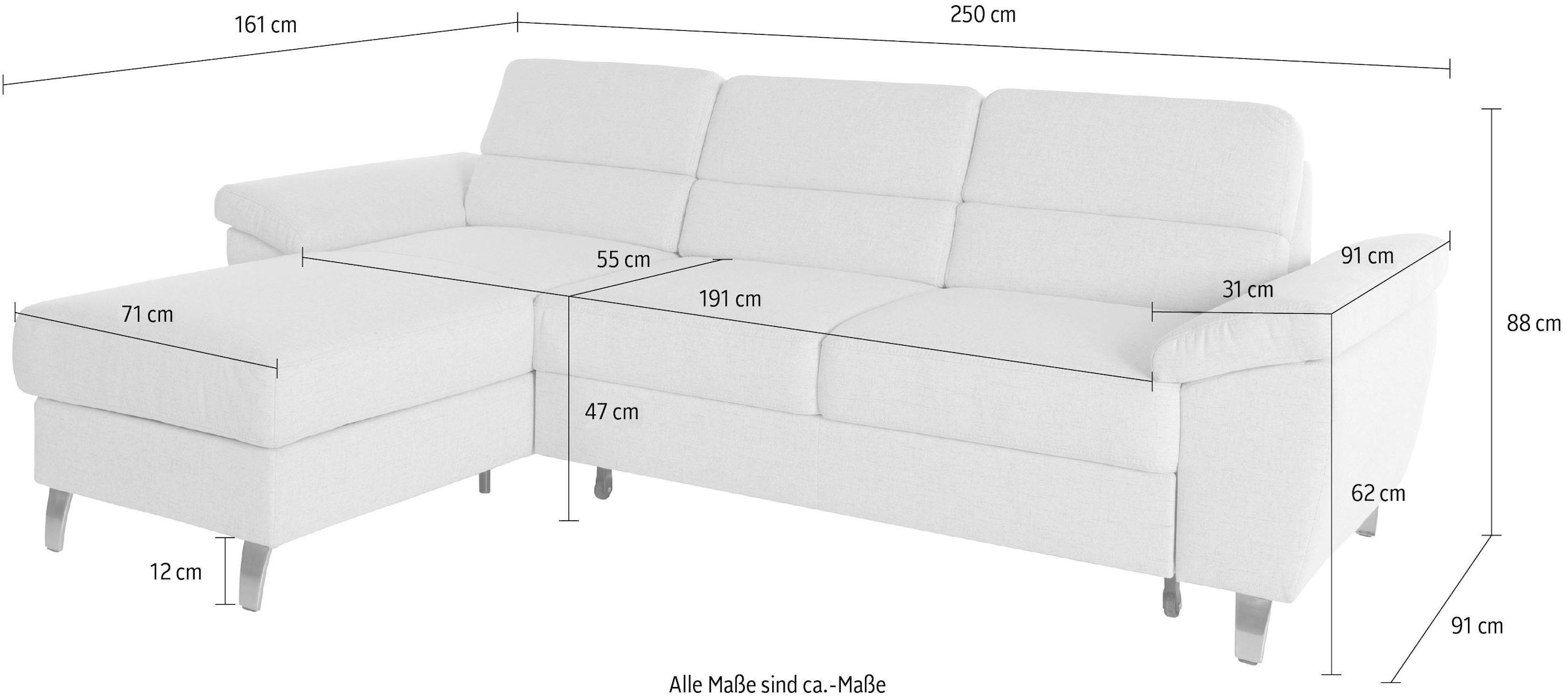 sit&more Ecksofa »Sorano L-Form«, wahlweise mit Bettfunktion und Bettkasten