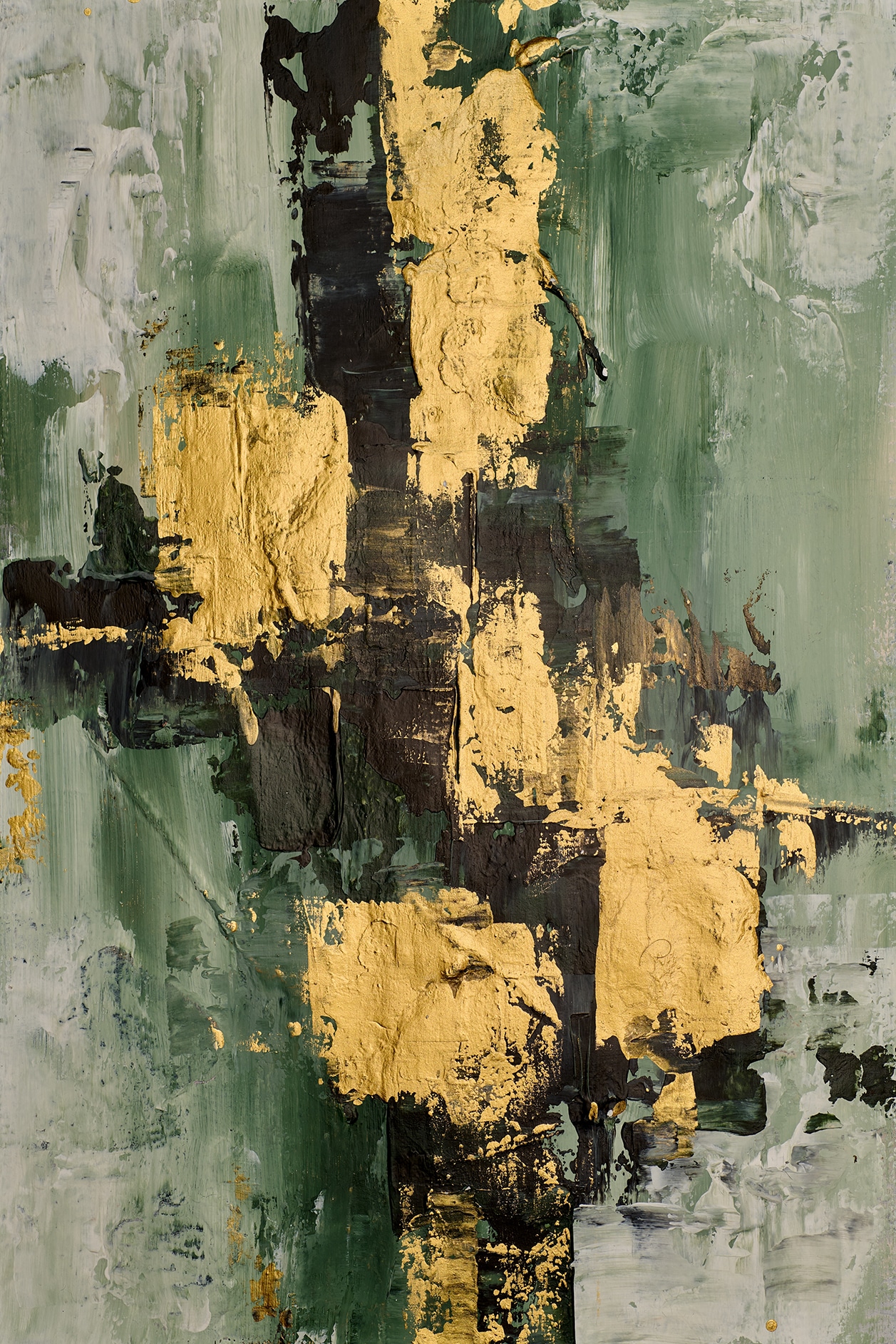 queence Acrylglasbild "Wandbild, Goldbild, Bild Abstrakte Kunst mit Blattgold veredelt" Abstrakte Fantasy Kunst Handveredelt mit Blattgold für eine edle und zeitlose Optik.