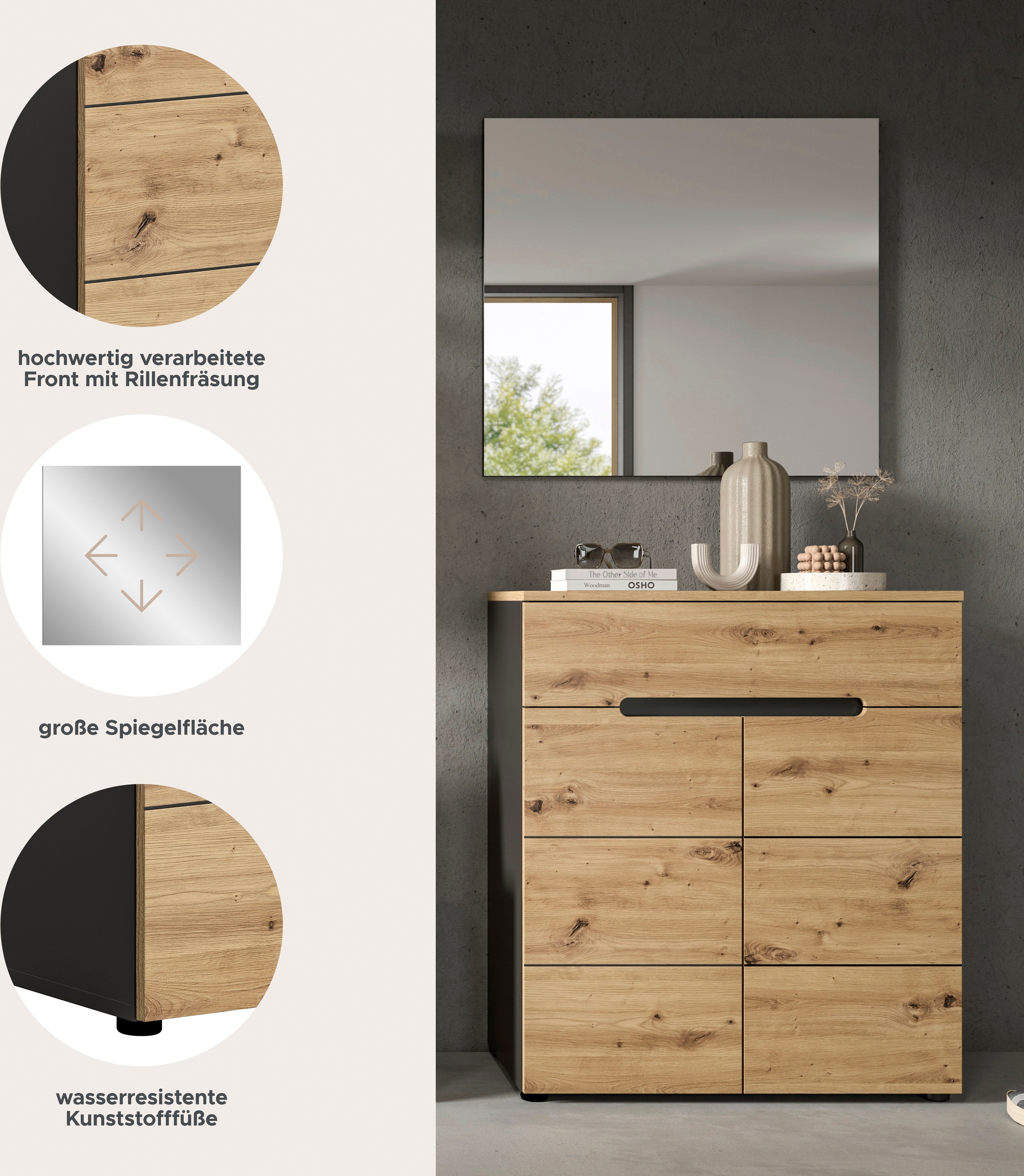 Thumbnail - INOSIGN Garderoben-Set "REHAT, TOPSELLER, 2-teilig, Breite 80cm, individuell erweiterbar" bestehend aus: Garderobenspieg...