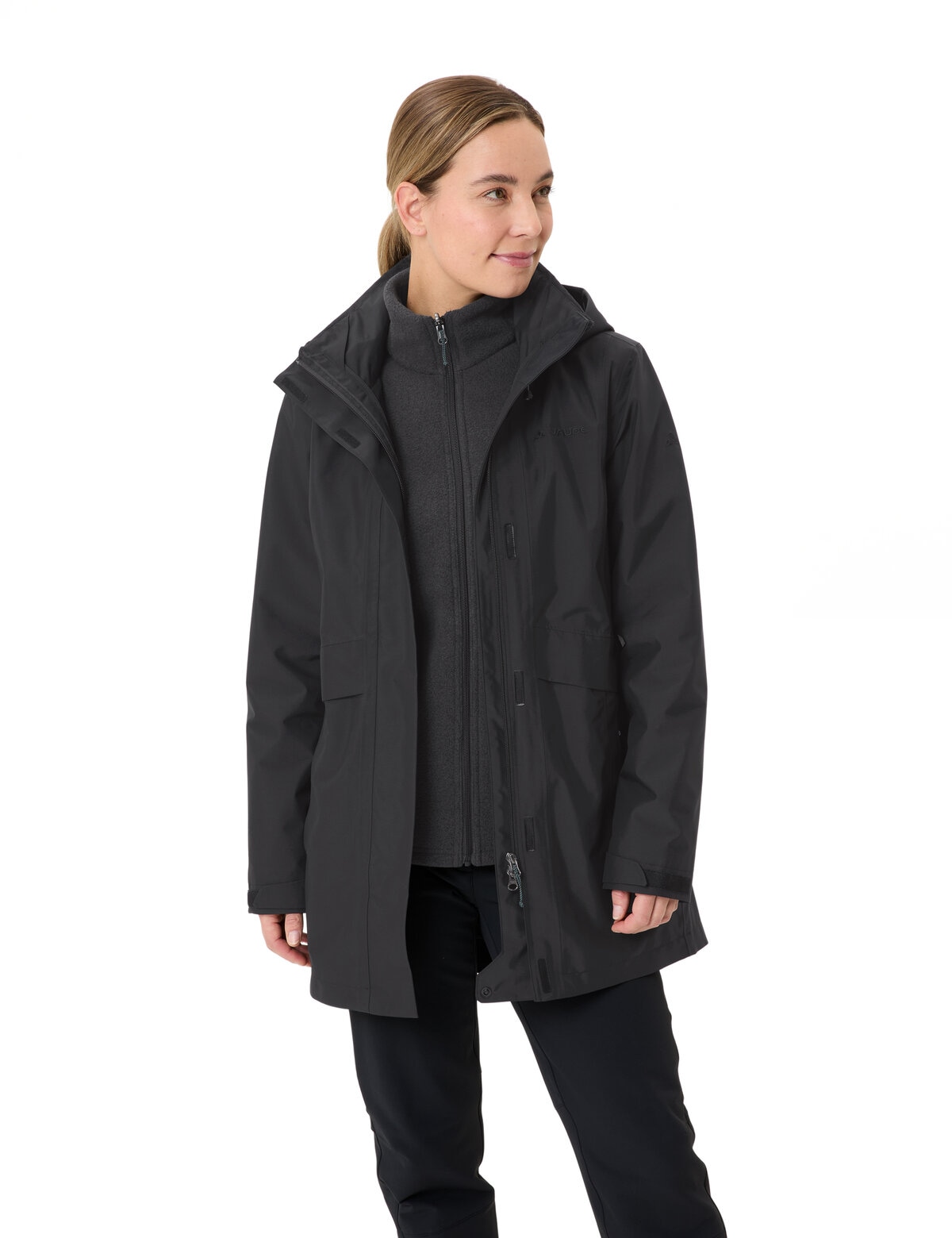 VAUDE 3-in-1-Funktionsparka »WOMEN'S IDRIS 3IN1 PARKA IV« 2 Stk. tlg. mit regulierbarer Kapuze, mit drei Außentaschen