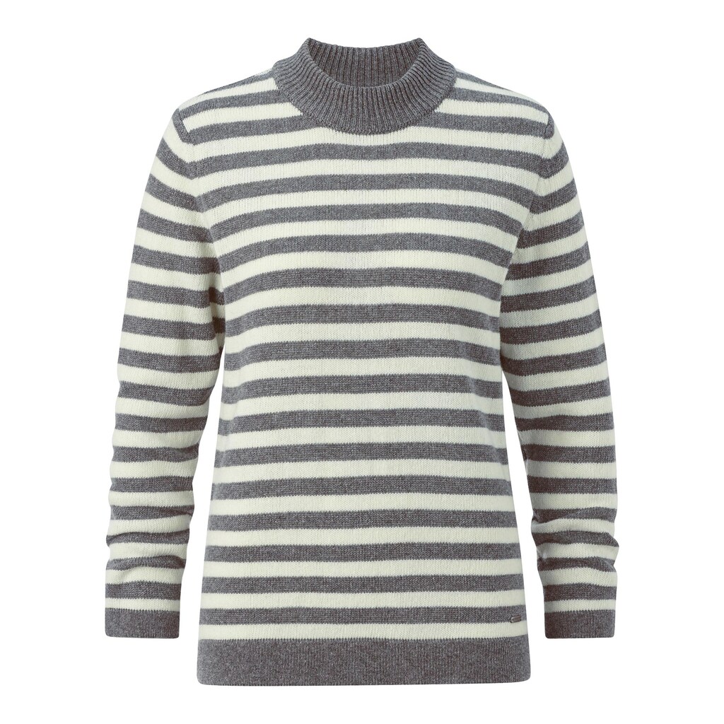 Damenmode Pullover Casual Looks Stehkragenpullover »Stehkragen-Pullover« grau-gestreift Damenmode Pullover Casual Looks Stehkragenpullover »Stehkragen-Pullover« grau-gestreift