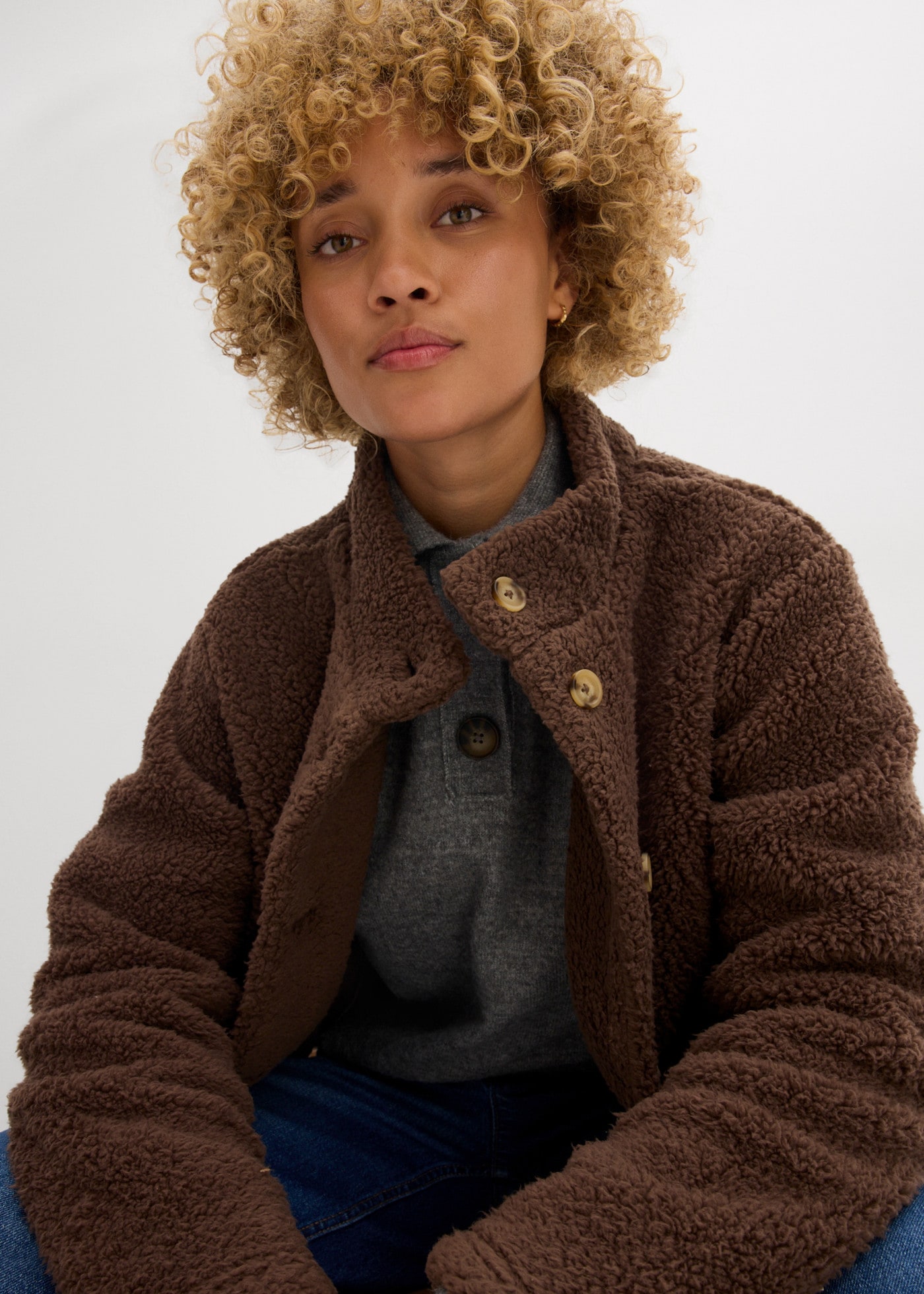 bonprix Fleecejacke in Teddy-Optik, Oversize-Passform, aus Polyester, im Casual-Stil