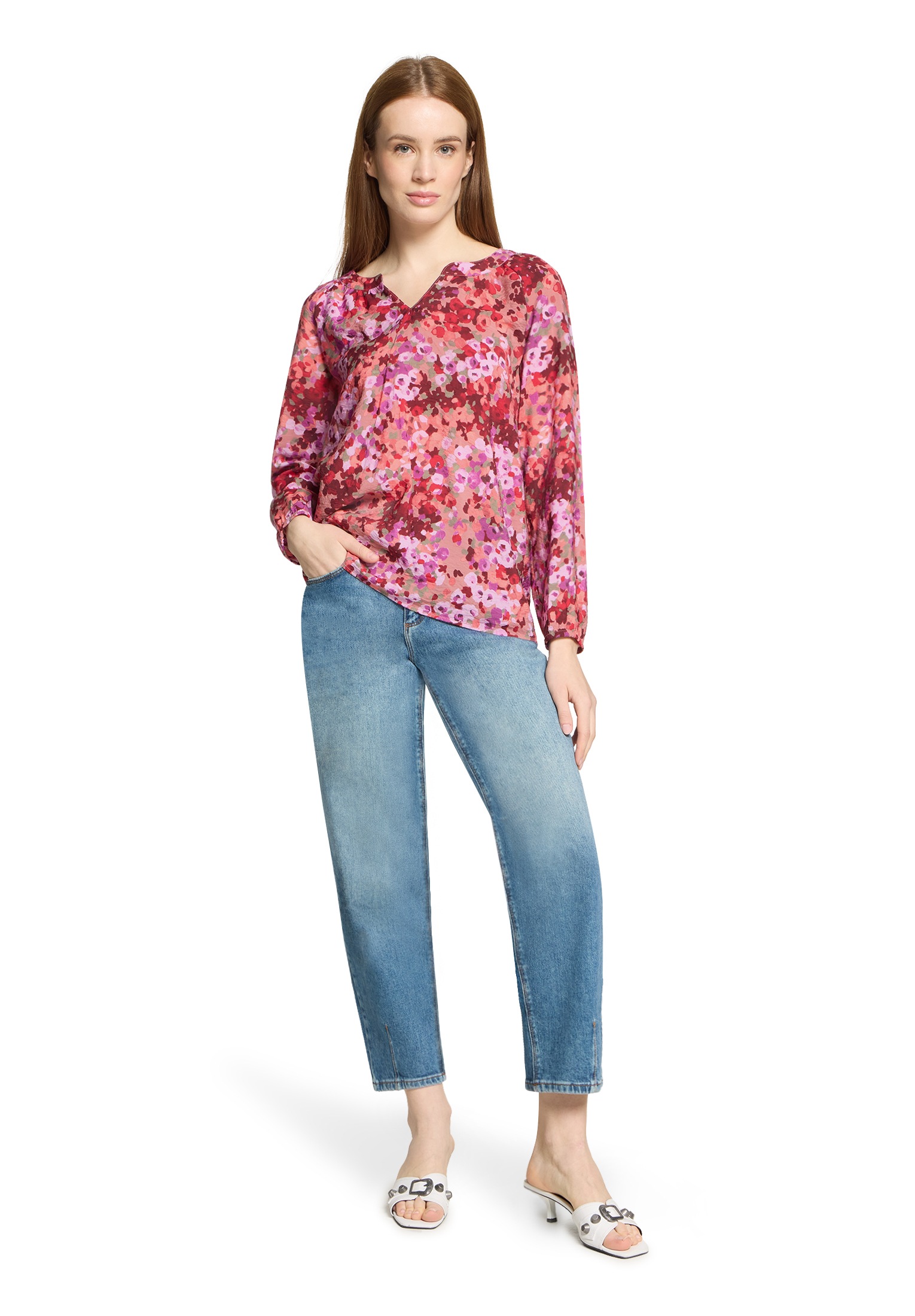 Cartoon Shirtbluse "Damen mit Raffung" günstig online kaufen