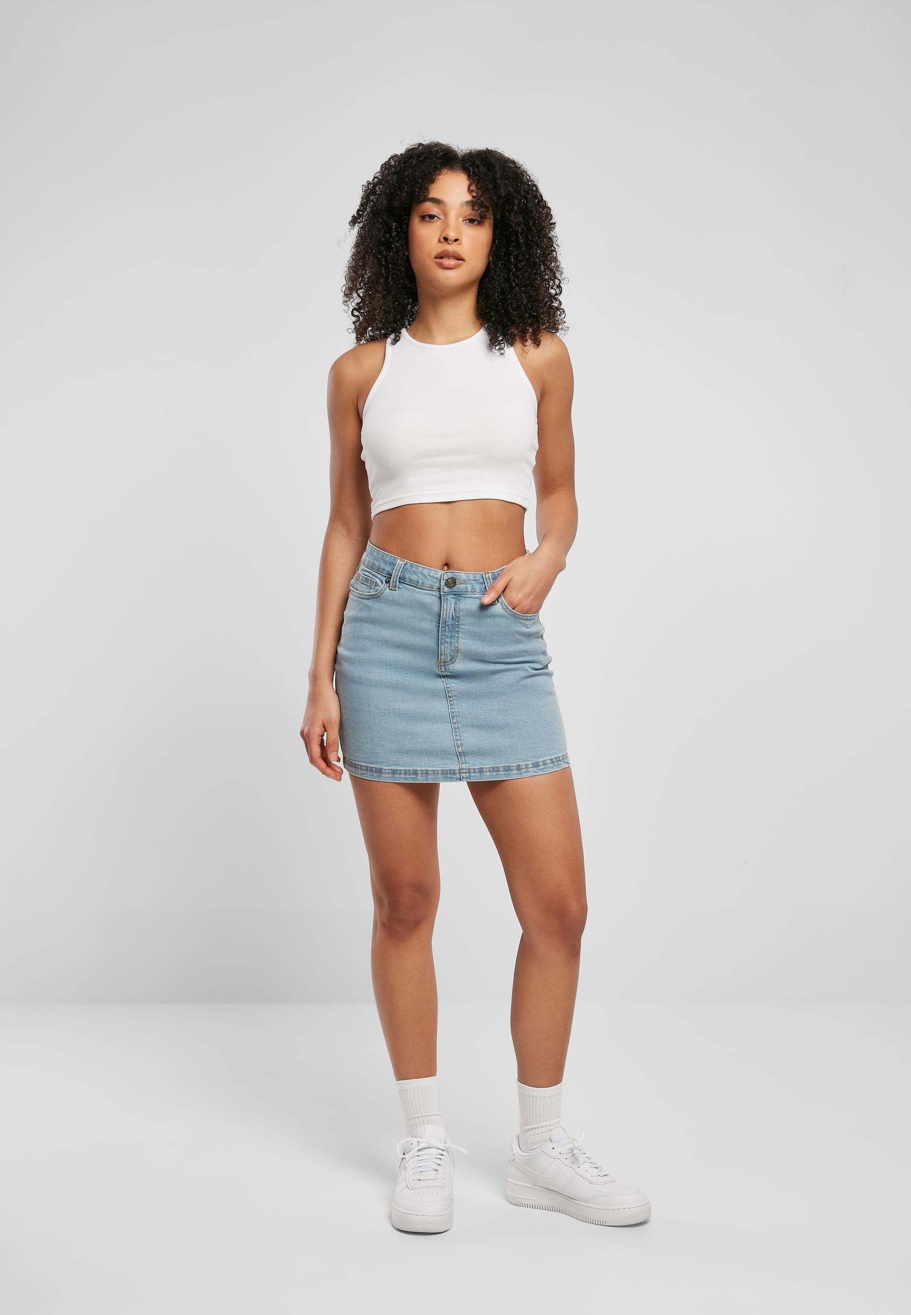 URBAN CLASSICS Jerseyrock »Urban Classics Damen Ladies Organic Stretch Denim Mini Skirt«, (1 tlg.)