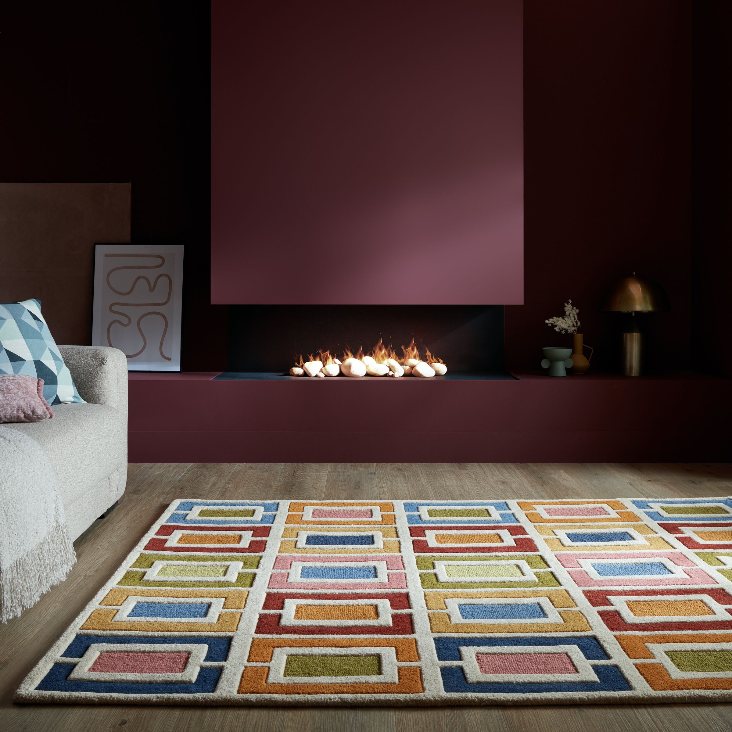 FLAIR RUGS Wollteppich "Retro Blocks mit Hoch-Tief-Effekt" rechteckig 10 mm günstig online kaufen