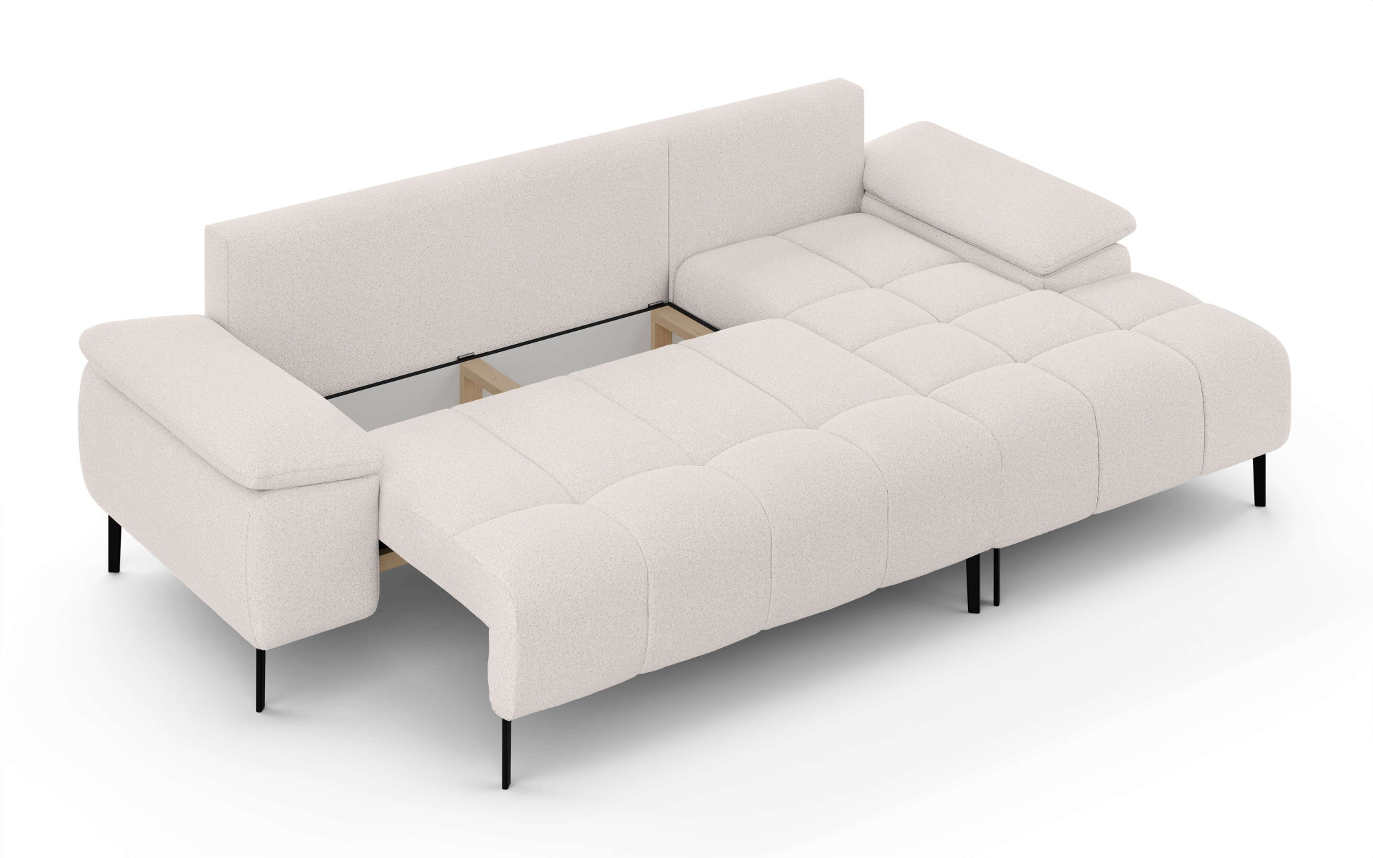 INOSIGN Ecksofa »DROMARA Schlafsofa mit Bettkasten, Maße: B/T/H 277/141/91 cm«, L-Form mit Recamiere rechts/links bestellbar, Wellenunterfederung