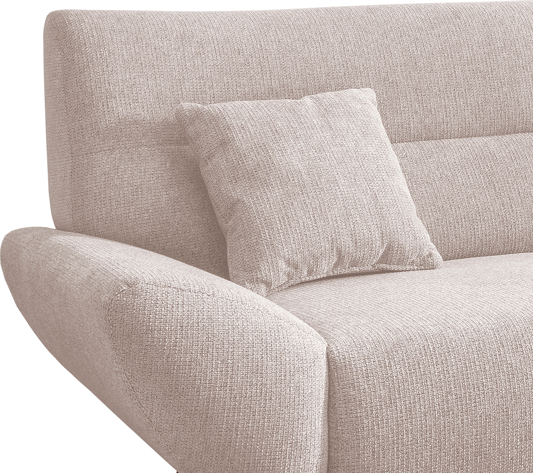 INOSIGN Ecksofa »Drago, elegant und zeitlos, komfortabel, Holzfuß, L-Form«, frei im Raum stellbar, inkl. 2 Zierkissen