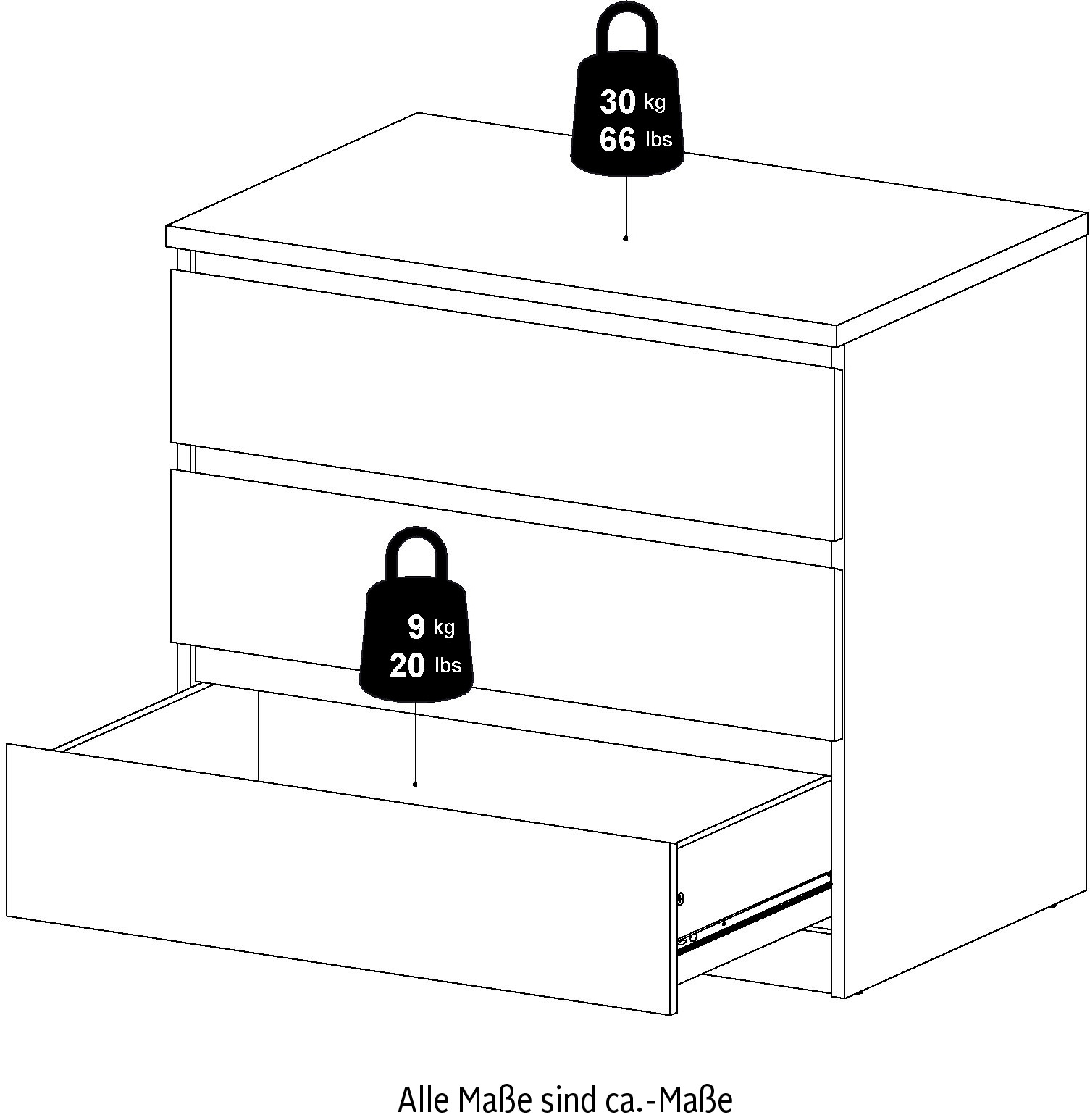 INOSIGN Kommode »Naia«, abgerundete Schubladenkanten auf Metallgleiter, Breite 77 cm