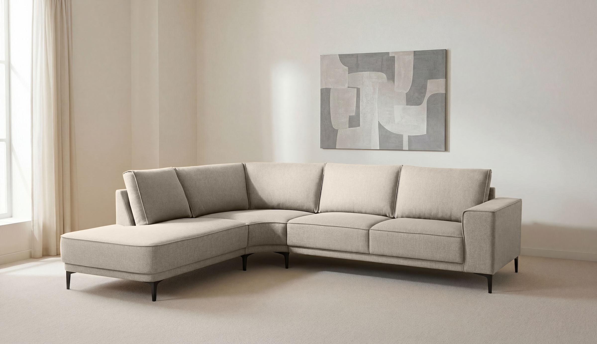 OTTO home Ecksofa "Casina" mit abgerundeter Ottomane, in einem weichen Chenille-Stoff