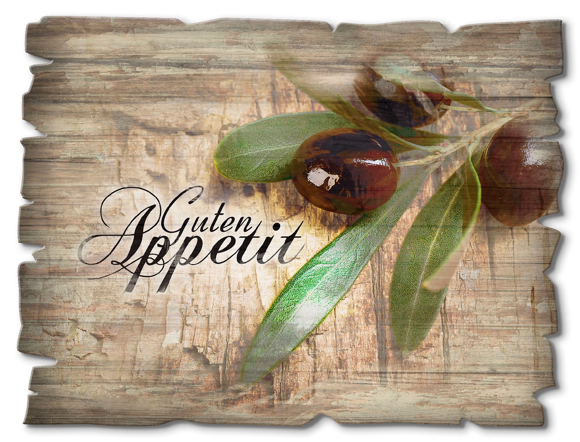 Artland Holzbild »Oliven Guten Appetit«, Speisen, (1 St.)