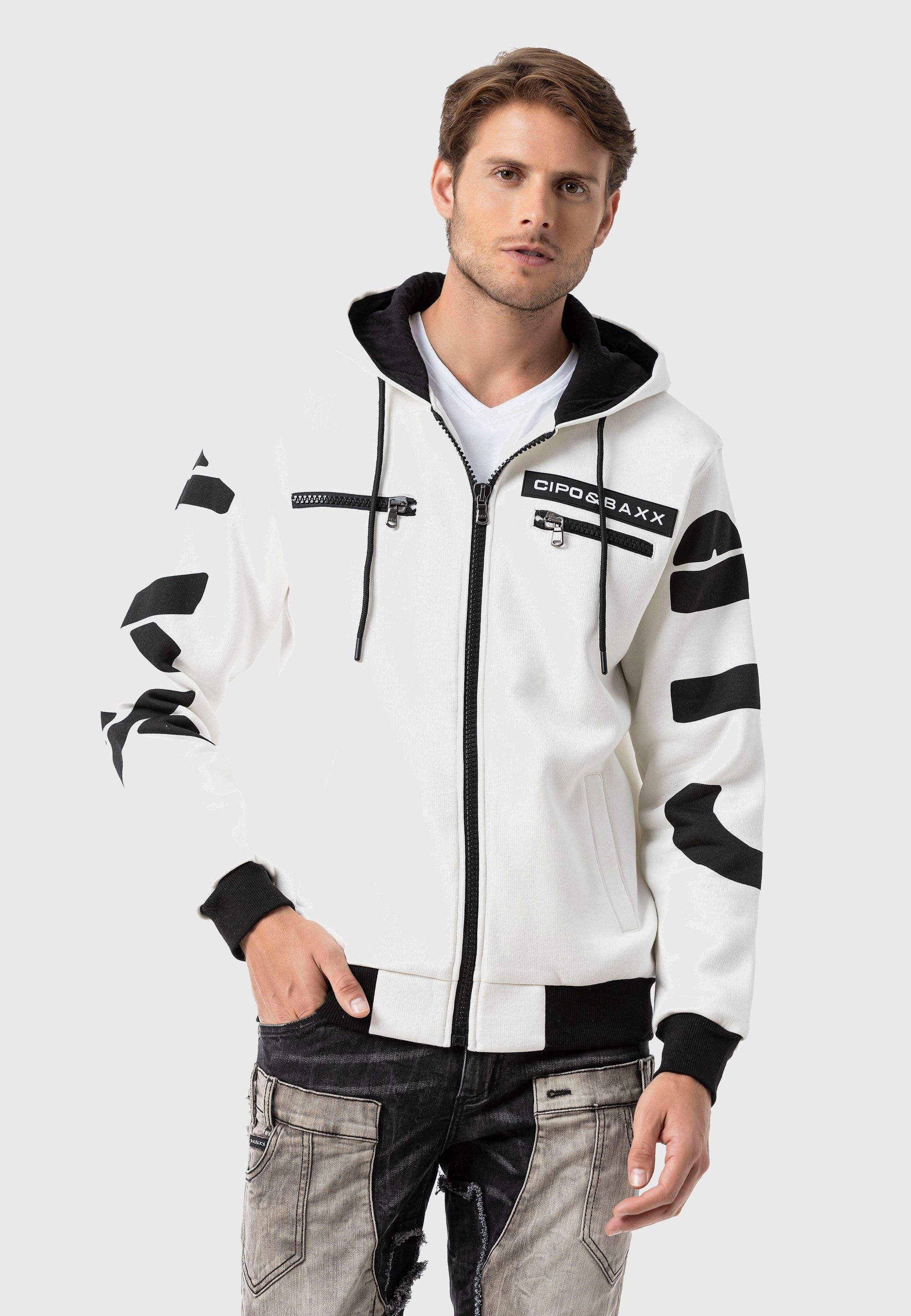 Cipo & Baxx Strickjacke »Cipo & Baxx Sweatjacken« mit Ärmel- und Rückenprint