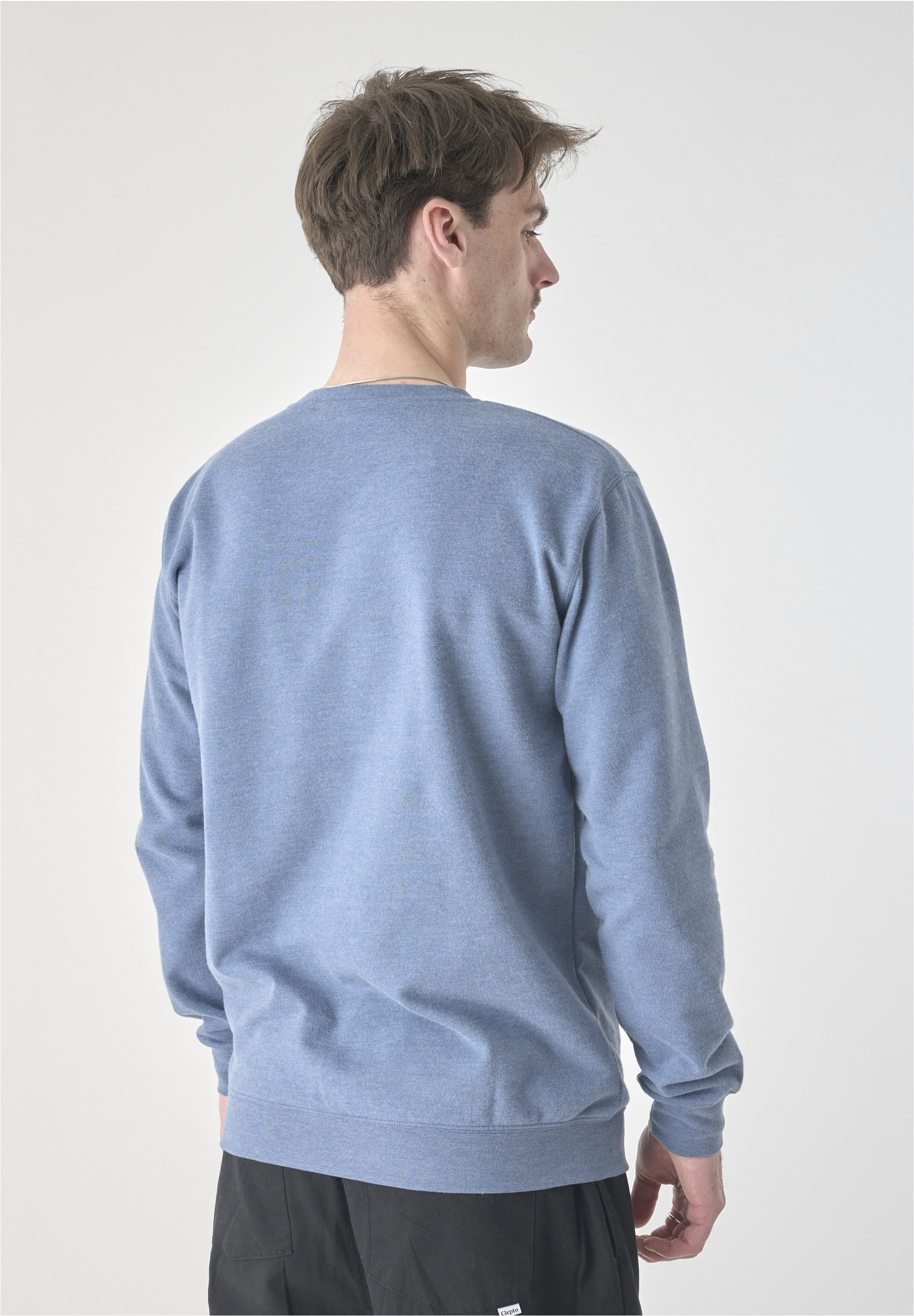 Sweatshirt CLEPTOMANICX "Ligull", Herren, Gr. L, blau (blau, meliert), 100% Baumwolle, meliert, normal, Rundhals, Sweatshirts Sweatshirt, mit kleiner Möwen-Stickerei 3