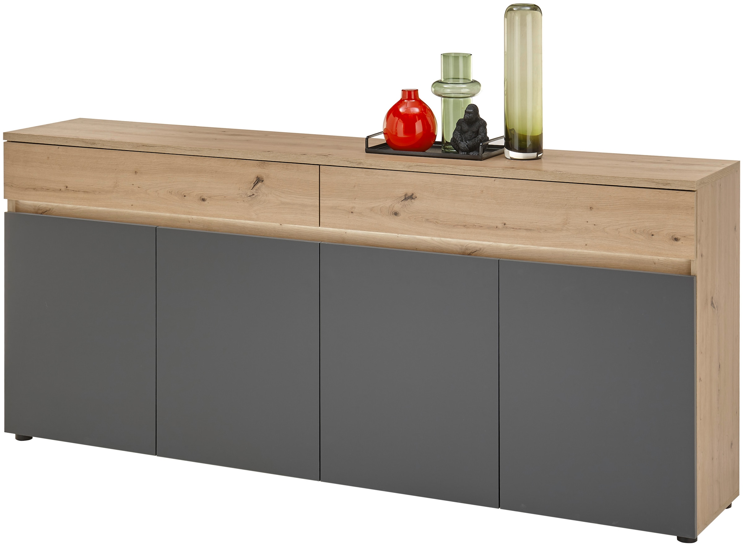 Sideboard »Lille«, (1 St.), mit LED-Beleuchtung, Wohnzimmerschrank in Eiche Artisan NB