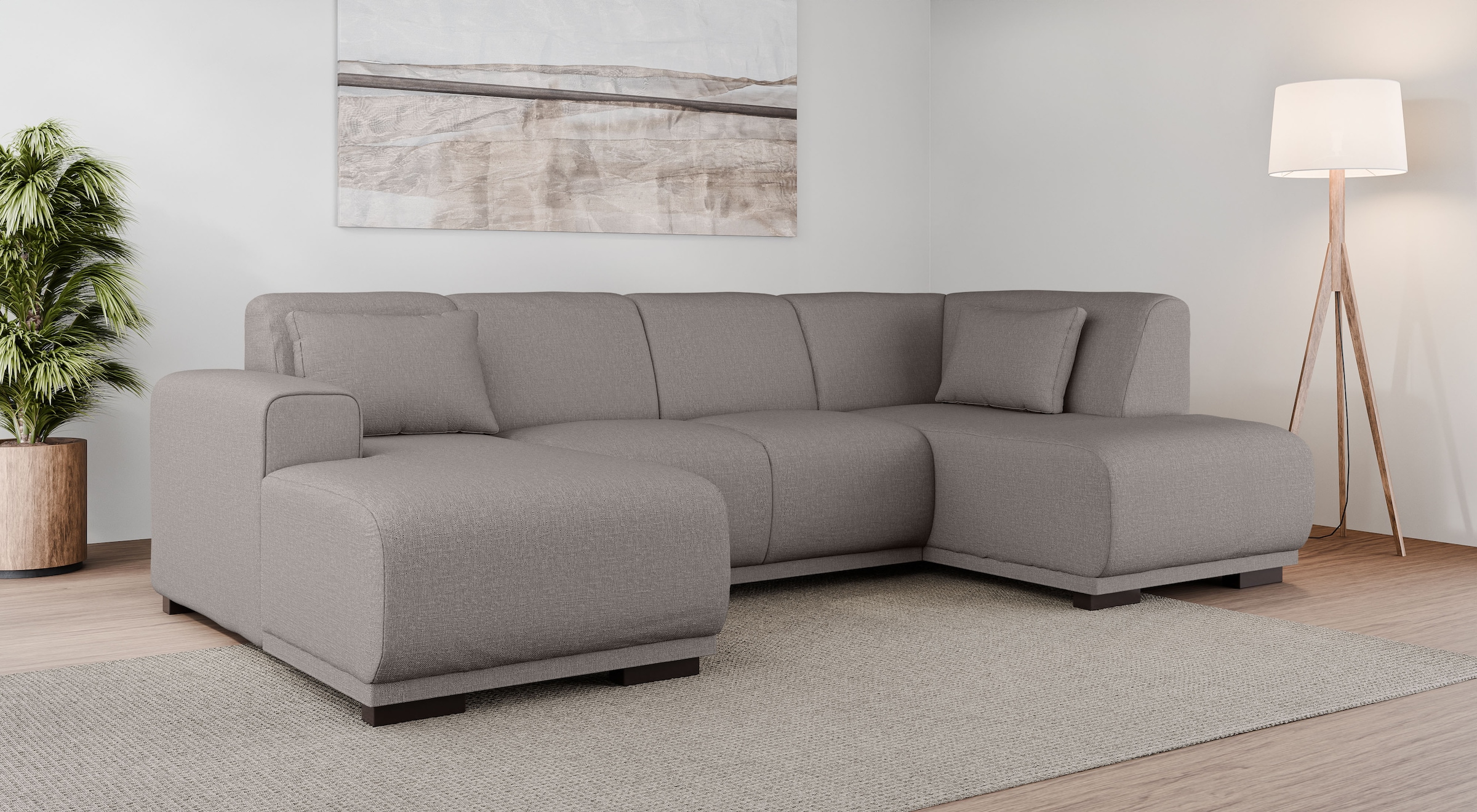 OTTO home Wohnlandschaft "BORNHOLM U-Form mit Recamiere rechts/links, B/T/H: 300/162/85 cm" U-Form mit Wellenunterfederung, Recamiere rechts oder links bestellbar