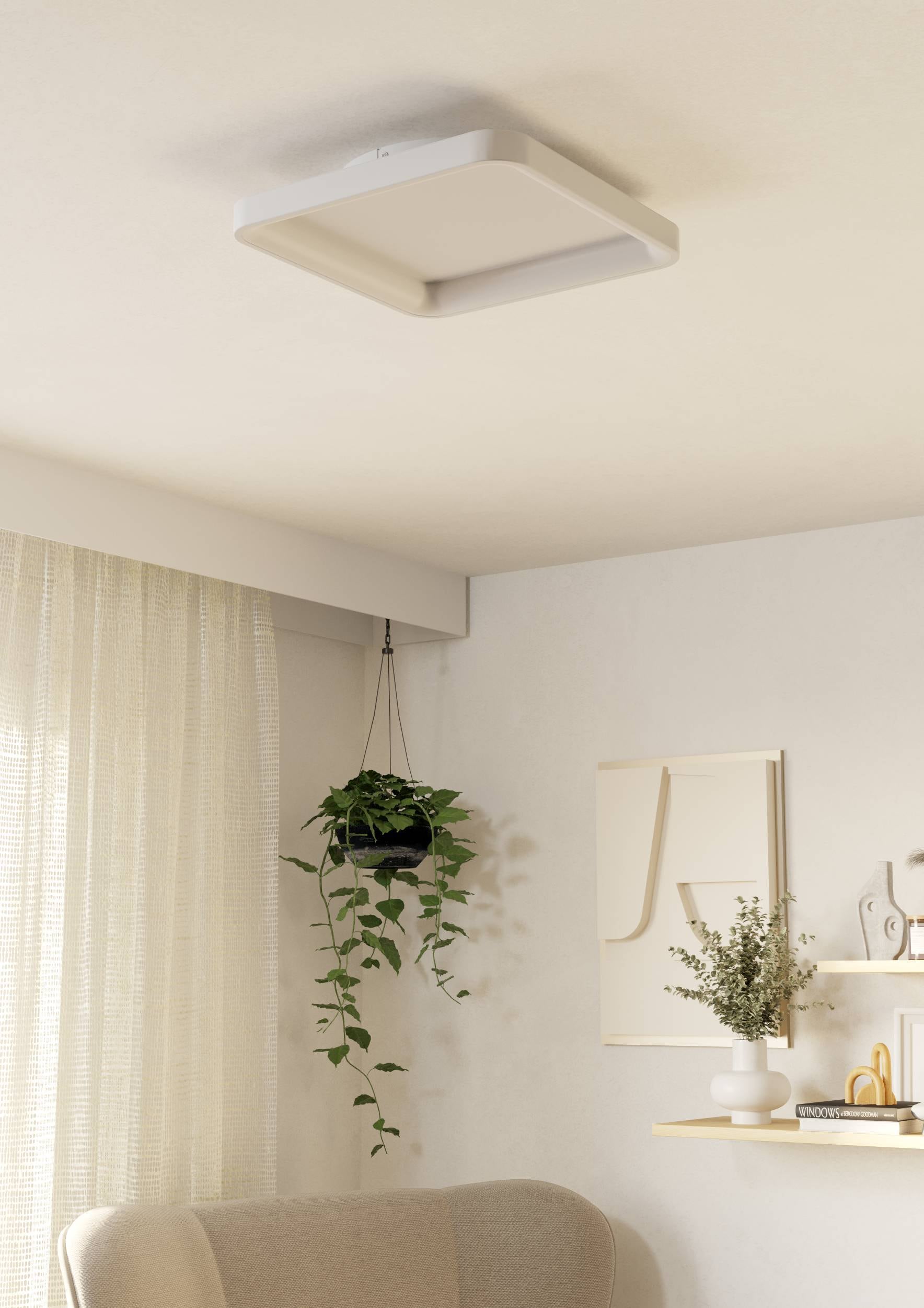 EGLO Deckenleuchte »Loretello Deckenlampe, Wohnzimmerlampe, Metall und Kunststoff, Lampe« LED-Modul 1 Stk. Kaltweiß | Neutralweiß | Warmweiß Wand-/Deckenleuchte - L35 x B35 x H7,5 cm - weiß - 12W inkl.