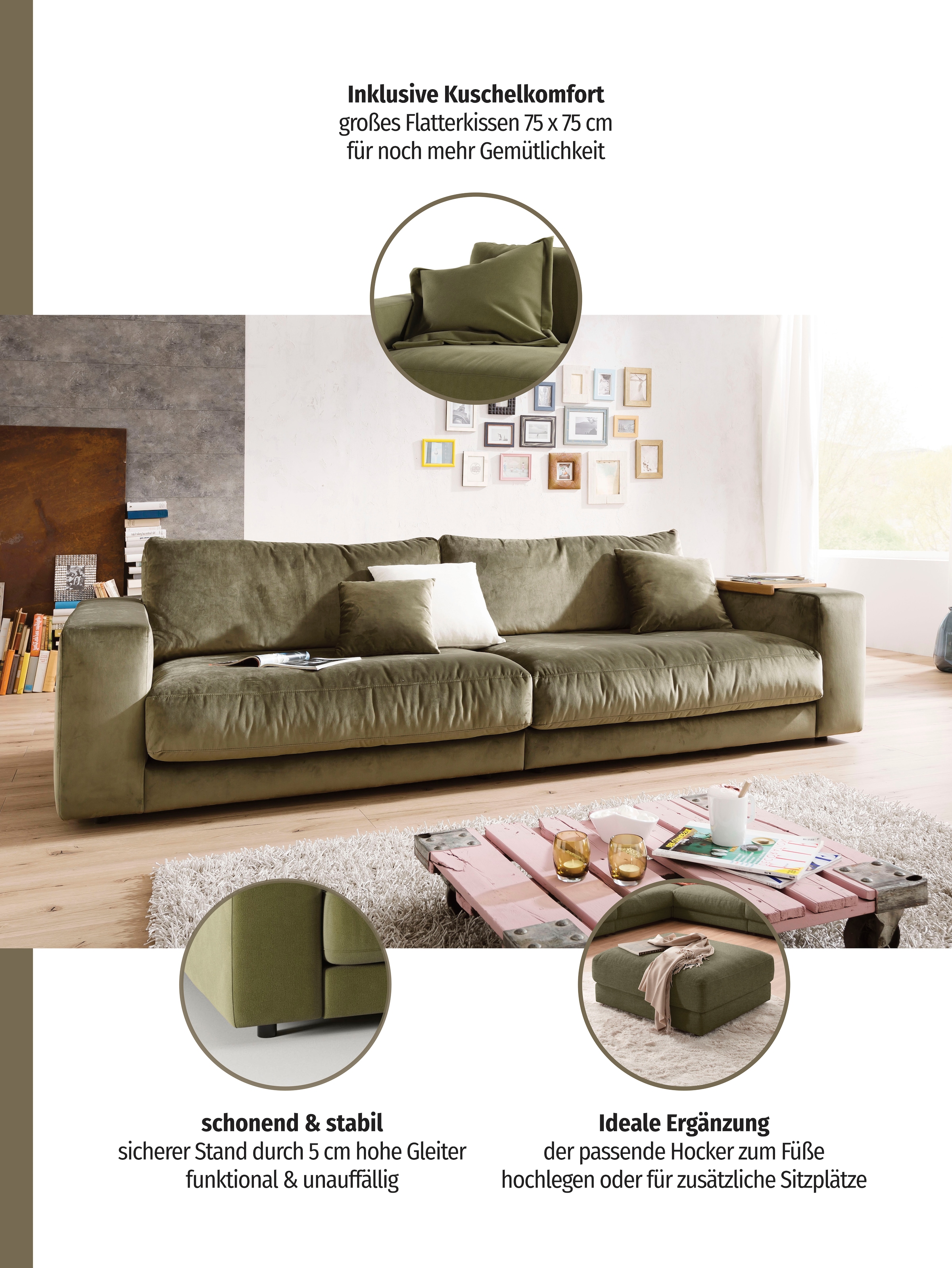 3C Candy Big-Sofa »Enisa II, elegantes Mega-Sofa, super bequem und toll verarbeitet,«, bestehend aus Modulen, daher auch individuell aufstellbar