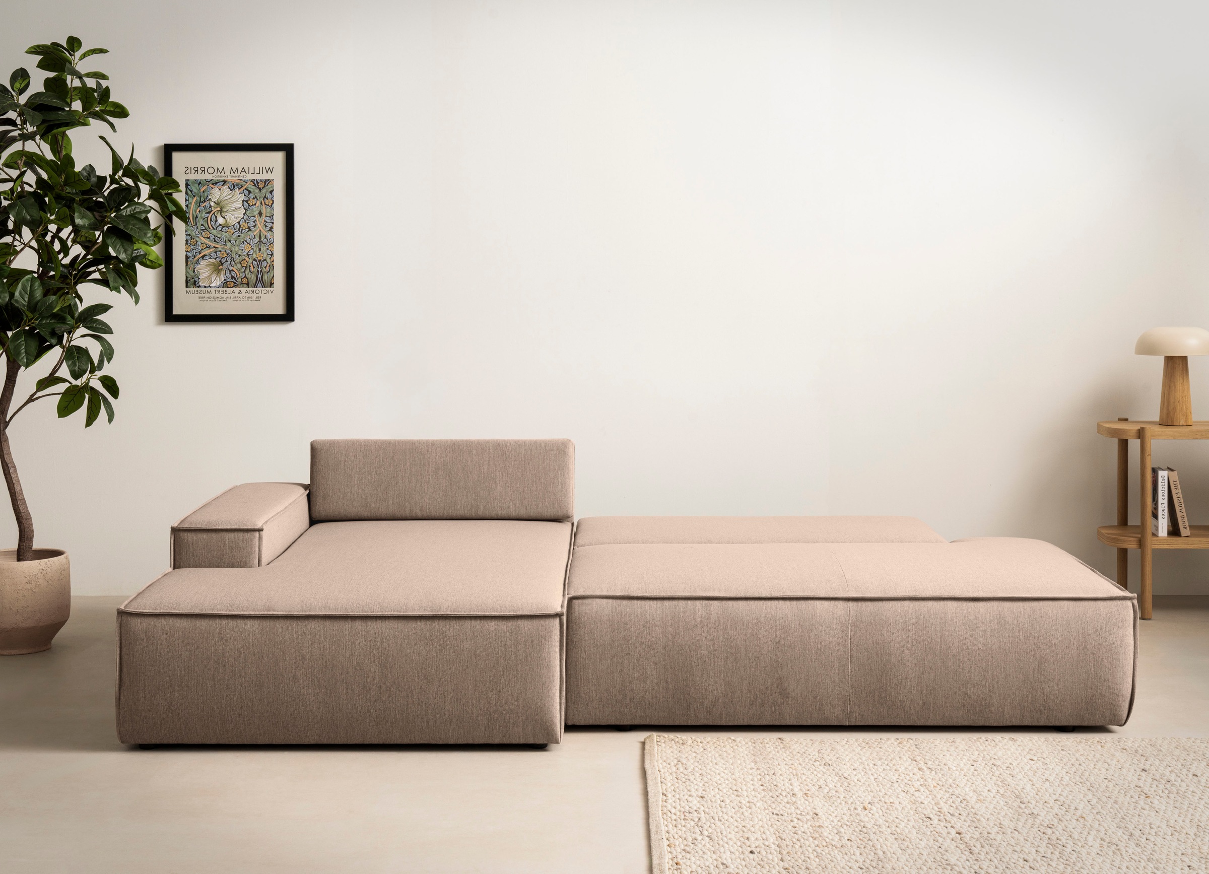 Home affaire Ecksofa »SHERWOOD, Schlafsofa in L-Form offen (275cm), Cord, Leinenoptik«, Schlaffunktion und Bettkasten, Kedernaht, hoher Sitz- & Liegekomfort