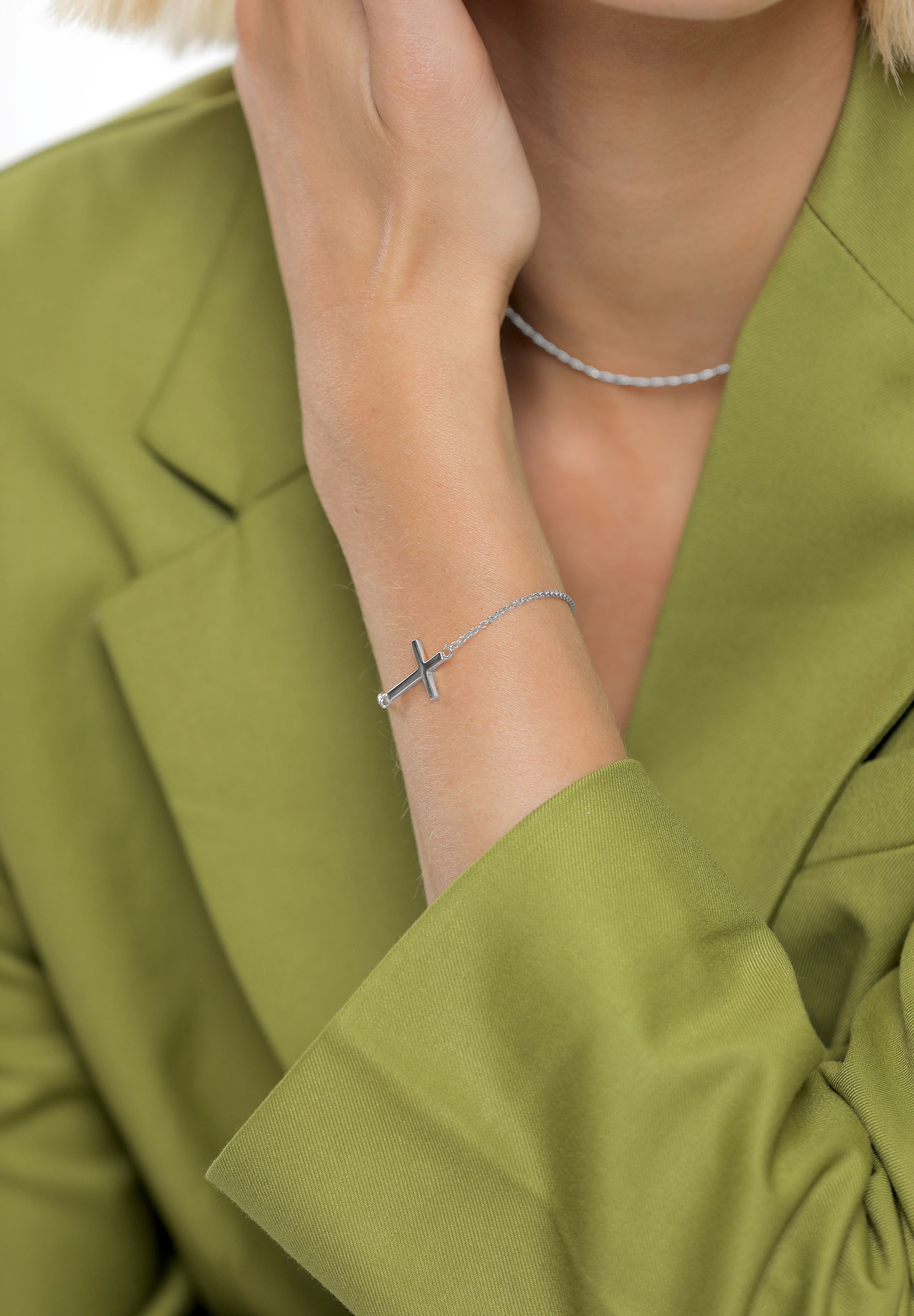 Elli Armband »Kreuz Horizontal Schlicht 925 Silber«