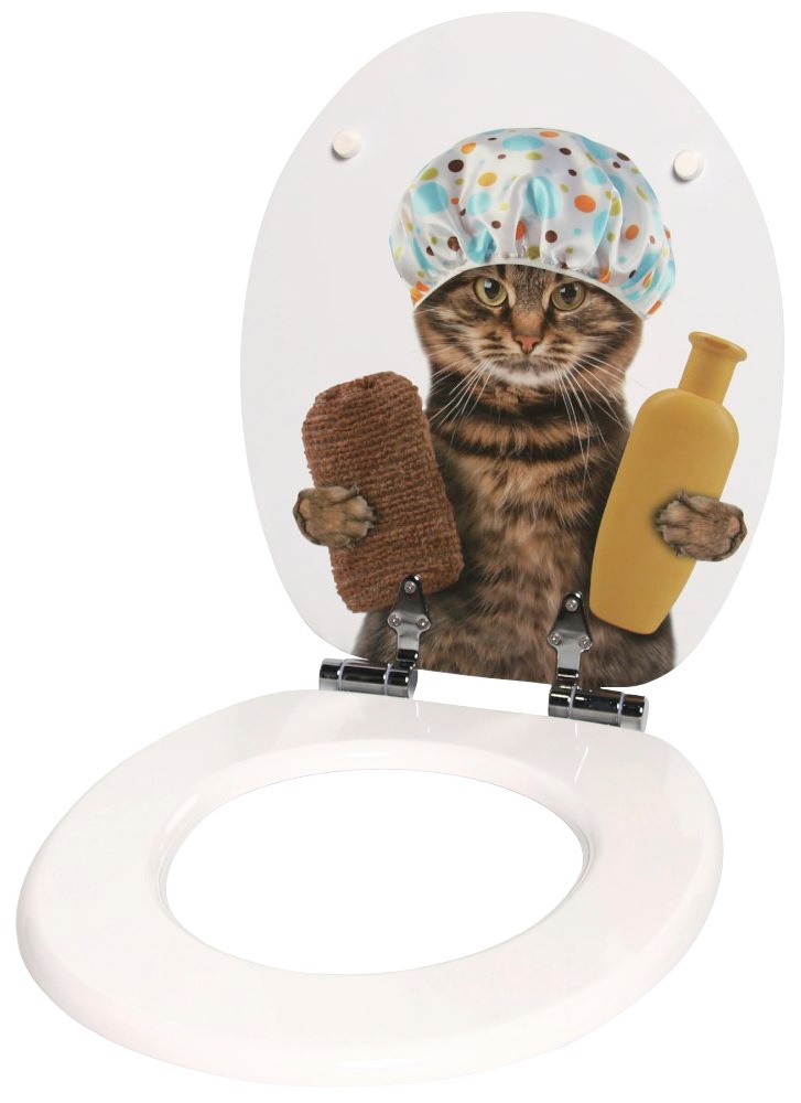 Sanilo Badaccessoire-Set »Shower Cat«, (3 tlg.), bestehend aus WC-Sitz, Badteppich und Waschbeckenstöpsel