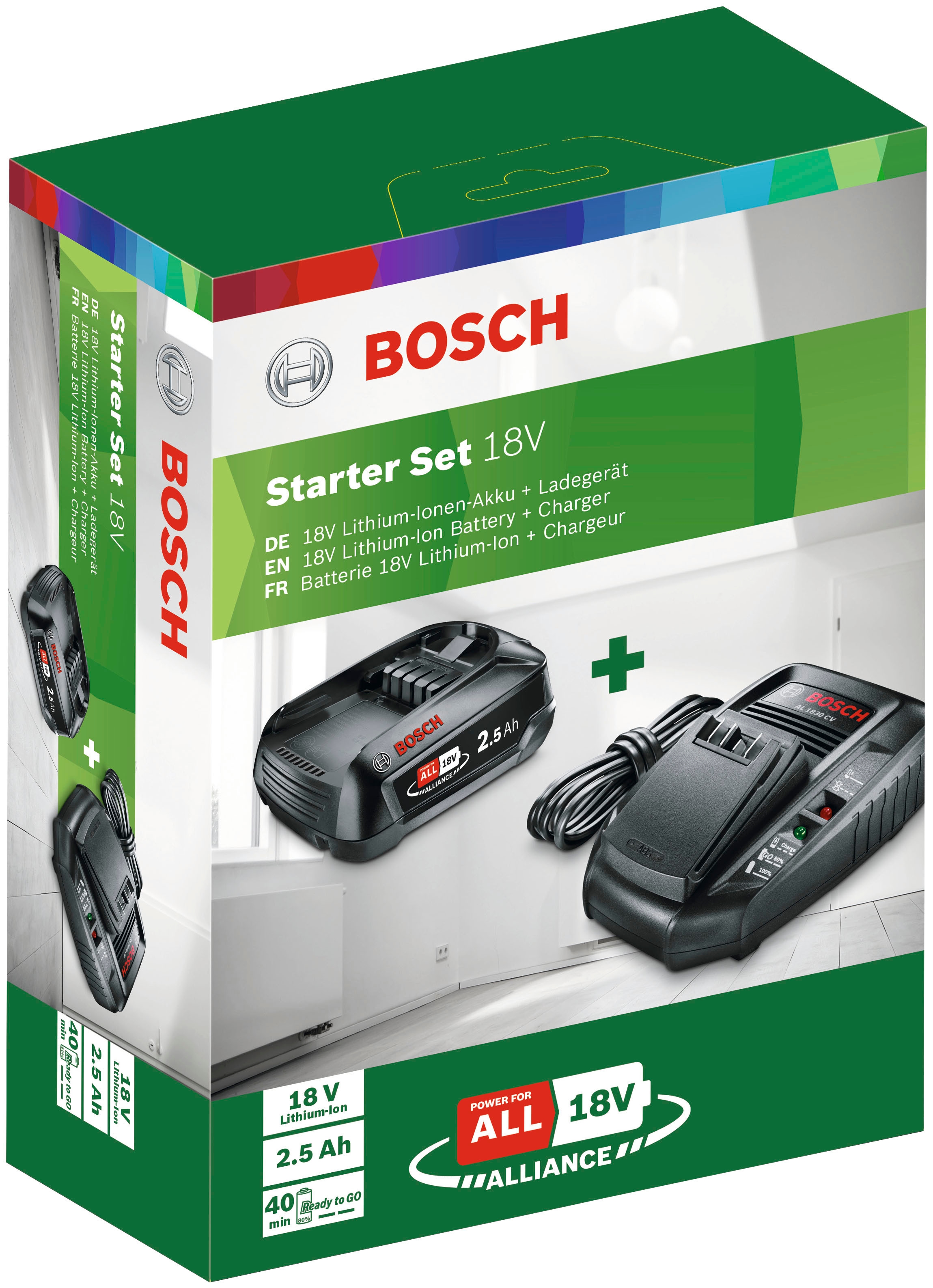 Bosch Home Rechnung 18 | mit Starter-Set »Starter-Set (2,5 AL Garden auf 1830 + BAUR & V Akku CV)«, Ah Ladegerät