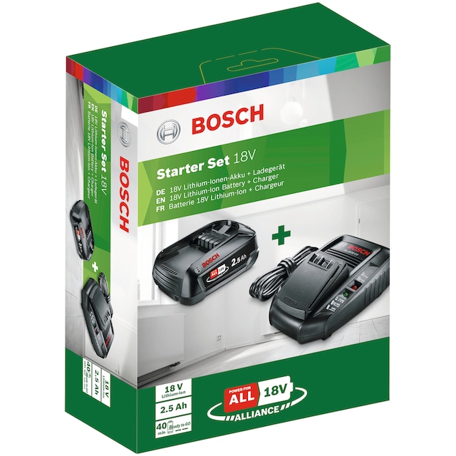 Bosch Home & Garden Akku Starter-Set »Starter-Set 18 V (2,5 Ah + AL 1830 CV)«,  mit Ladegerät auf Rechnung | BAUR