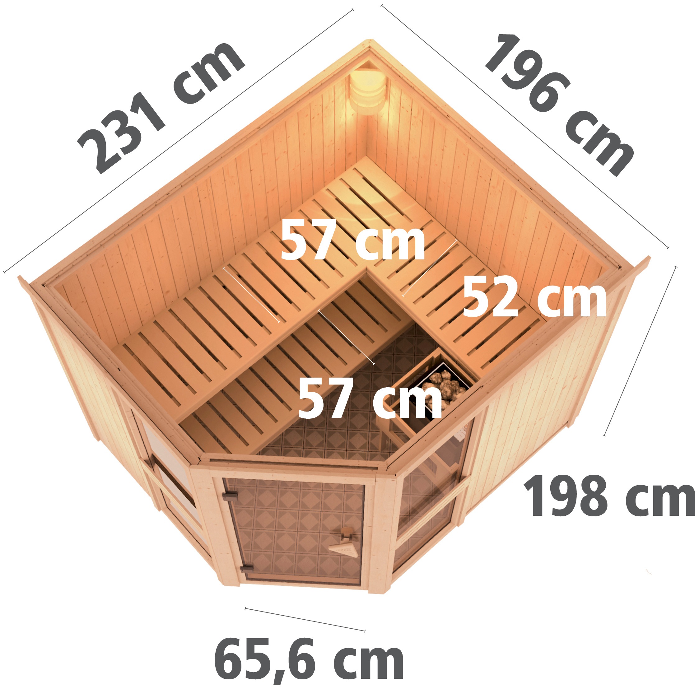 Karibu Sauna »Aline 3« Set,  9-kW-Ofen mit integrierter Steuerung