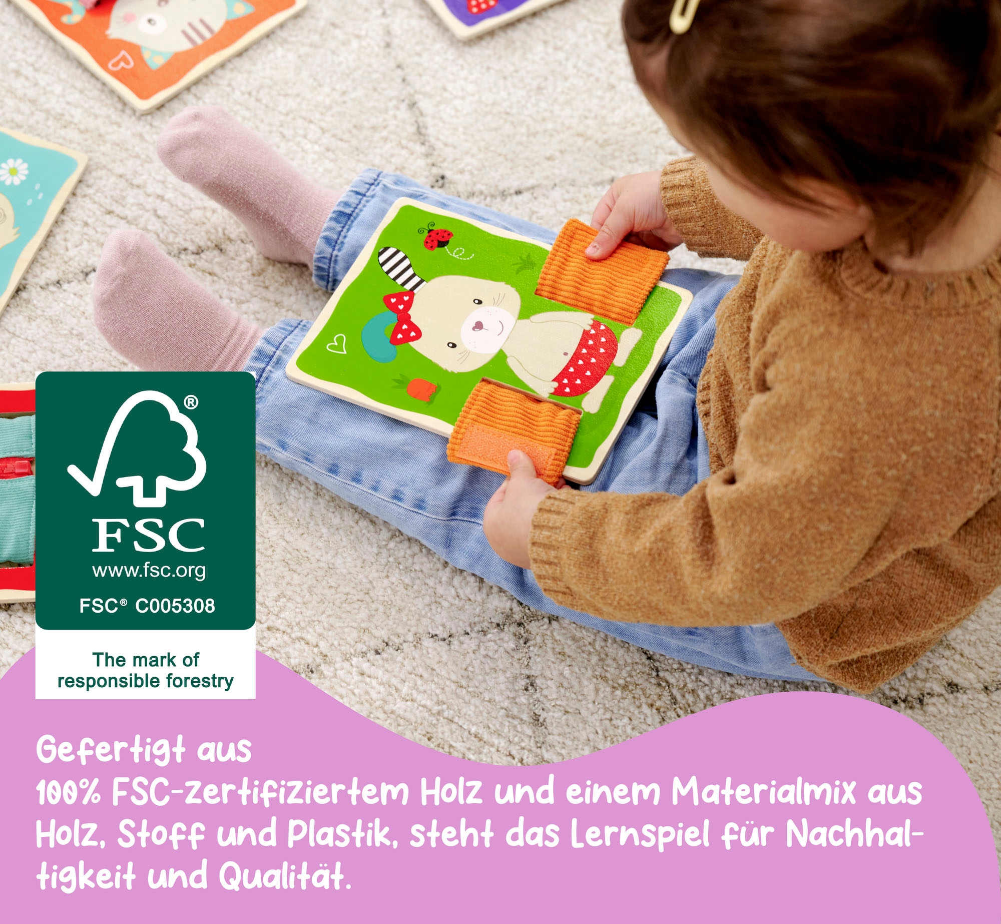 Eichhorn Lernspielzeug »Lernbretter Textil«, (Set, 4 St.)