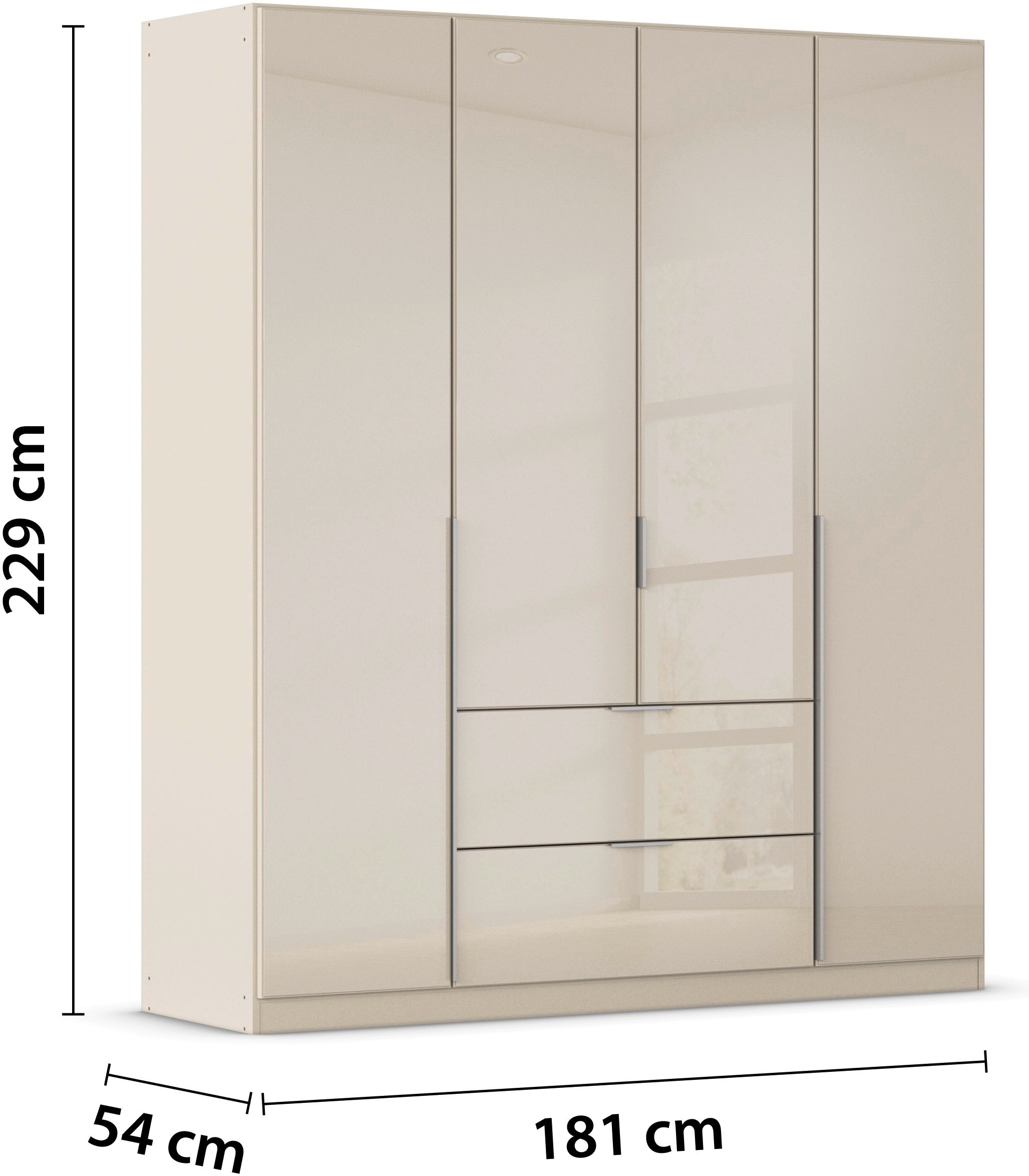 rauch Drehtürenschrank »Kleiderschrank Kleiderschränke Schrank Garderobe AGORDO mit Glasfront«, mit Außenschubkästen, in 6 Breiten und 2 Höhen MADE IN GERMANY