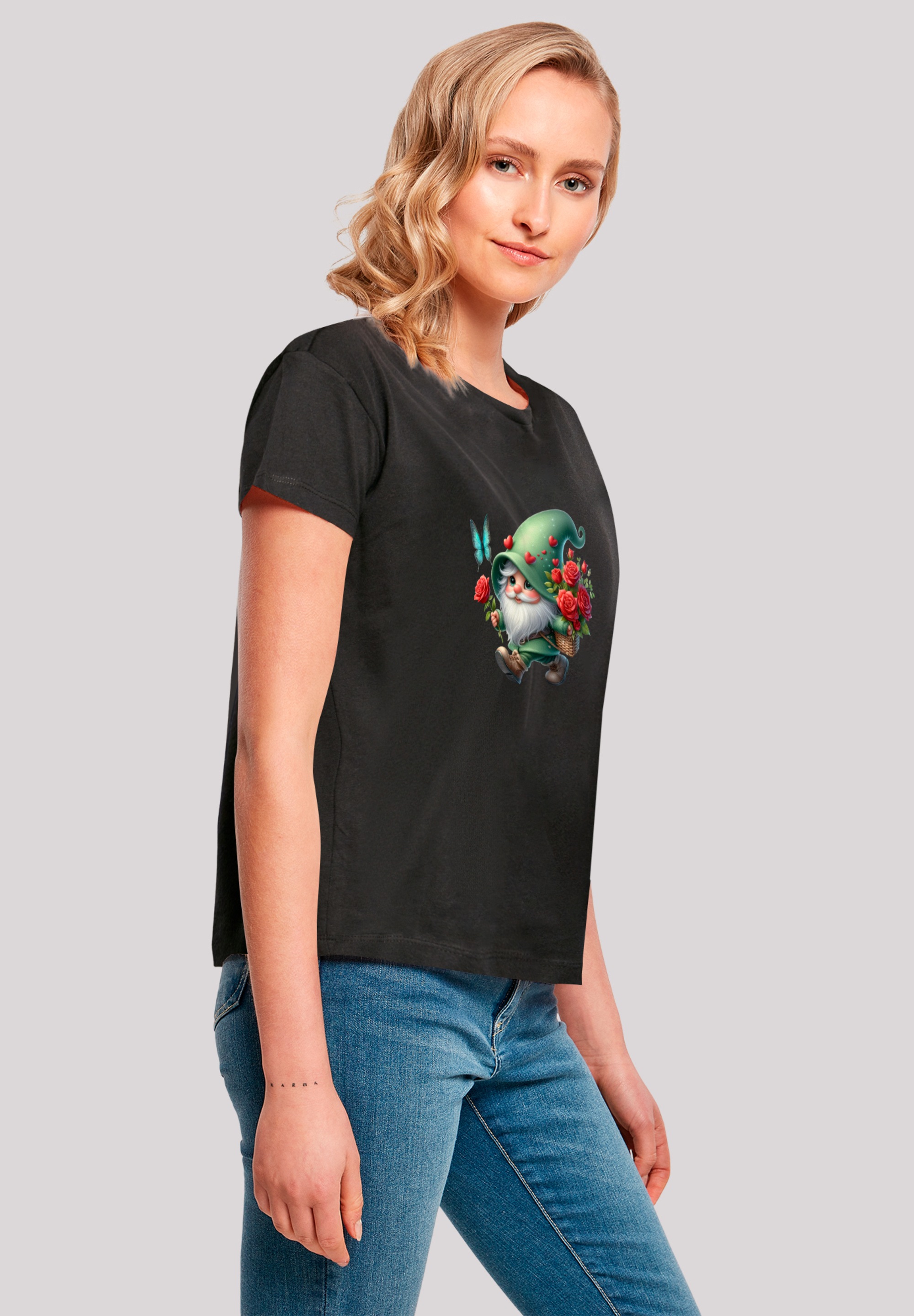 F4NT4STIC T-Shirt »Gnom Frühling Blumen Schmetterling«, Premium Qualität