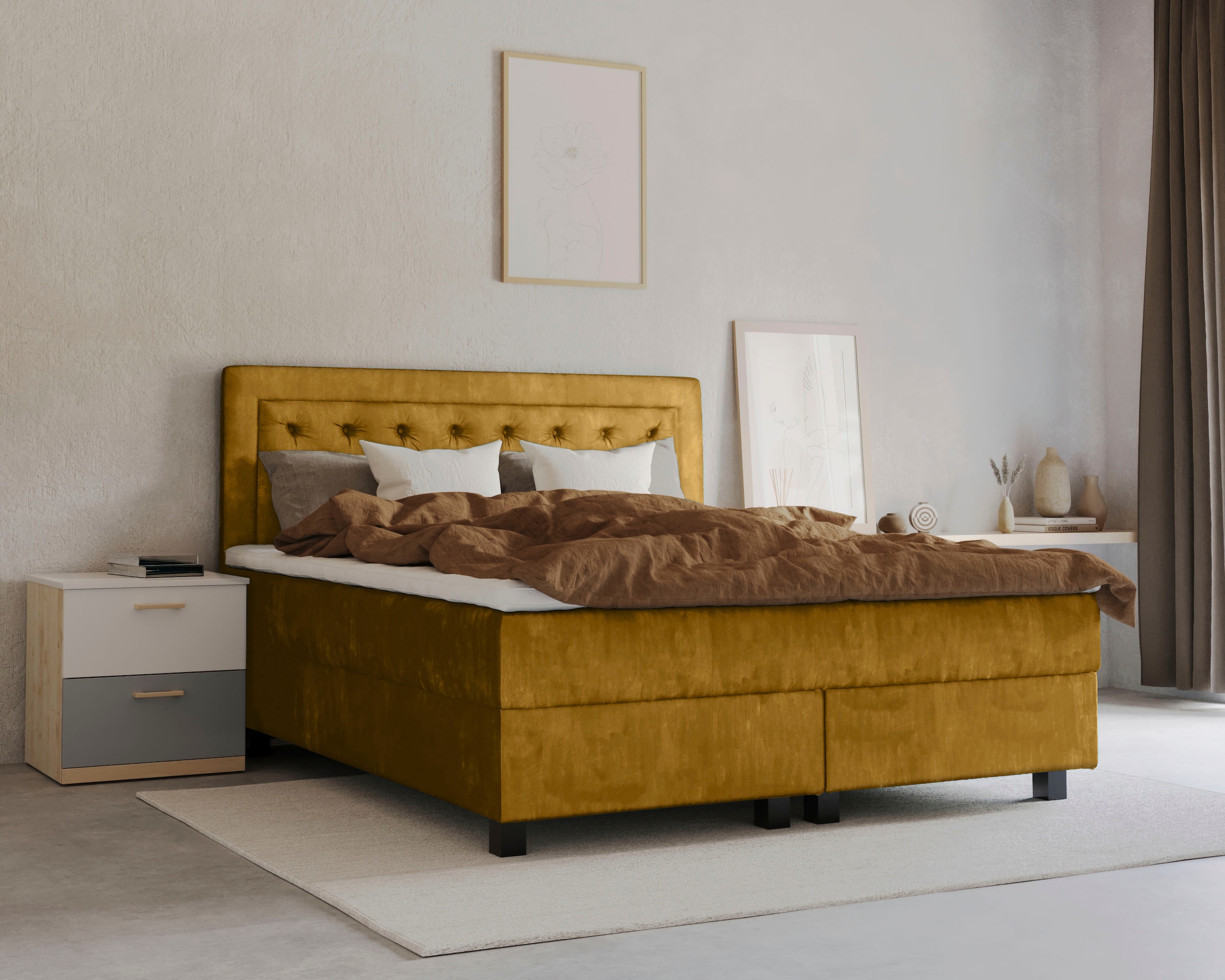 Home affaire Boxspringbett "Jeanne" inkl. Topper mit Taschen-Federkernmatra günstig online kaufen