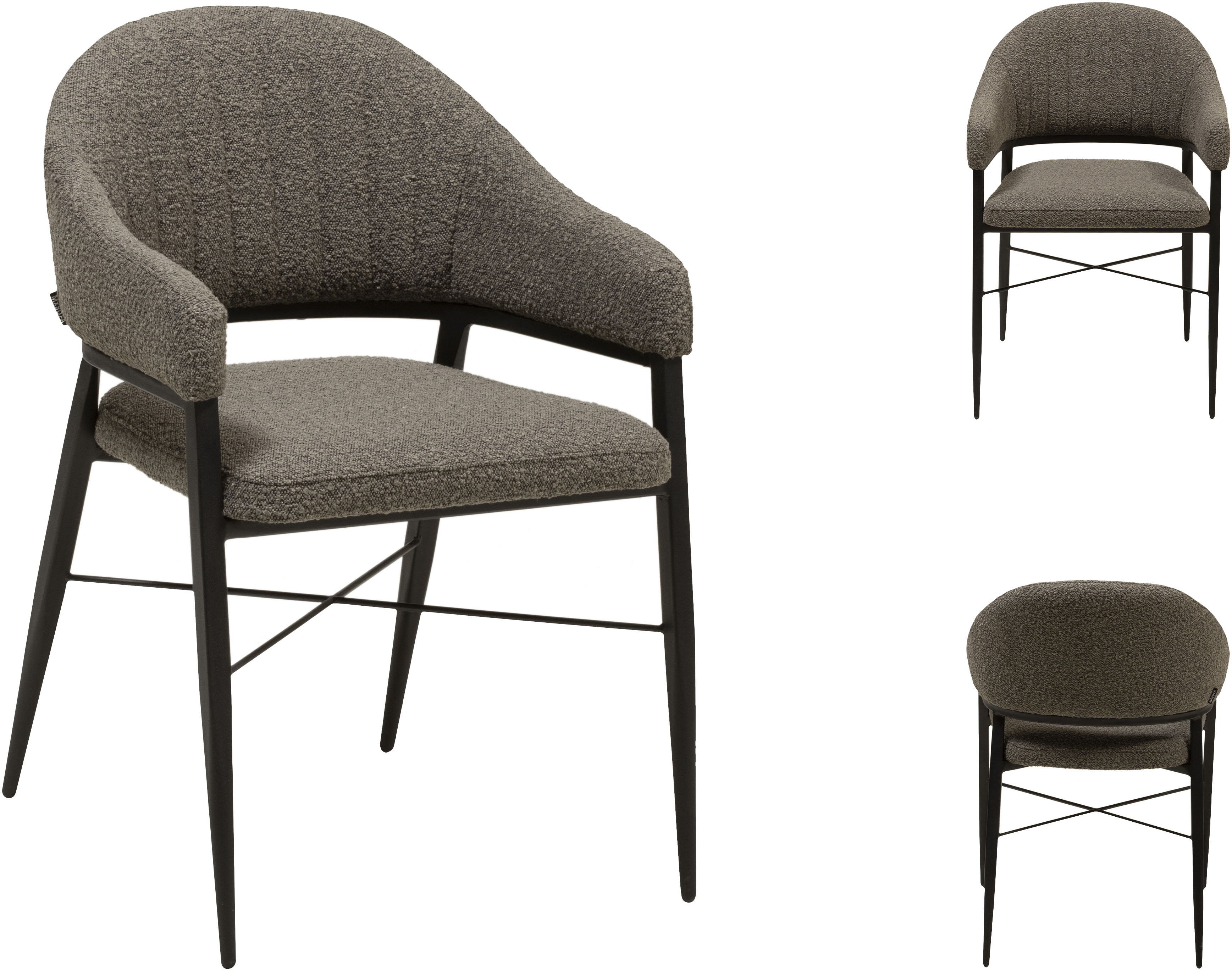 Thumbnail - OMG Design Armlehnstuhl "Roma" (Set) 2 Stk.bequemer Esszimmerstuhl, Polsterstuhl mit Bouclé Bezug