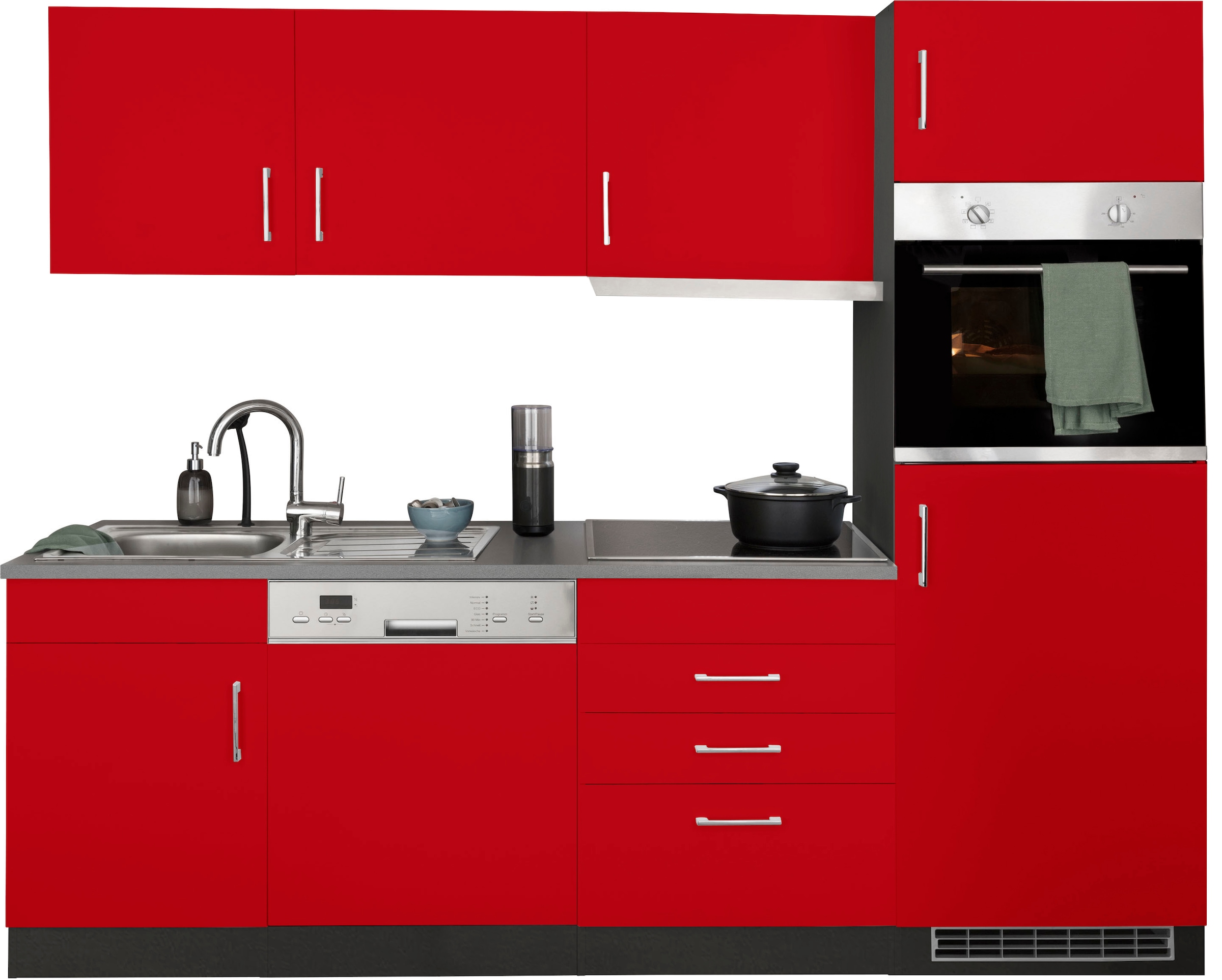 Küchenzeile »Paris«, mit E-Geräten, Breite 230 cm, wahlweise mit Induktionskochfeld