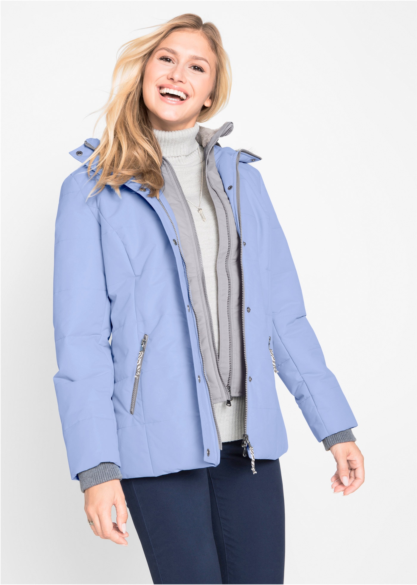 bonprix Winterjacke "Winterjacke in 2-in1 Optik" mit Kapuze Winterjacke in günstig online kaufen