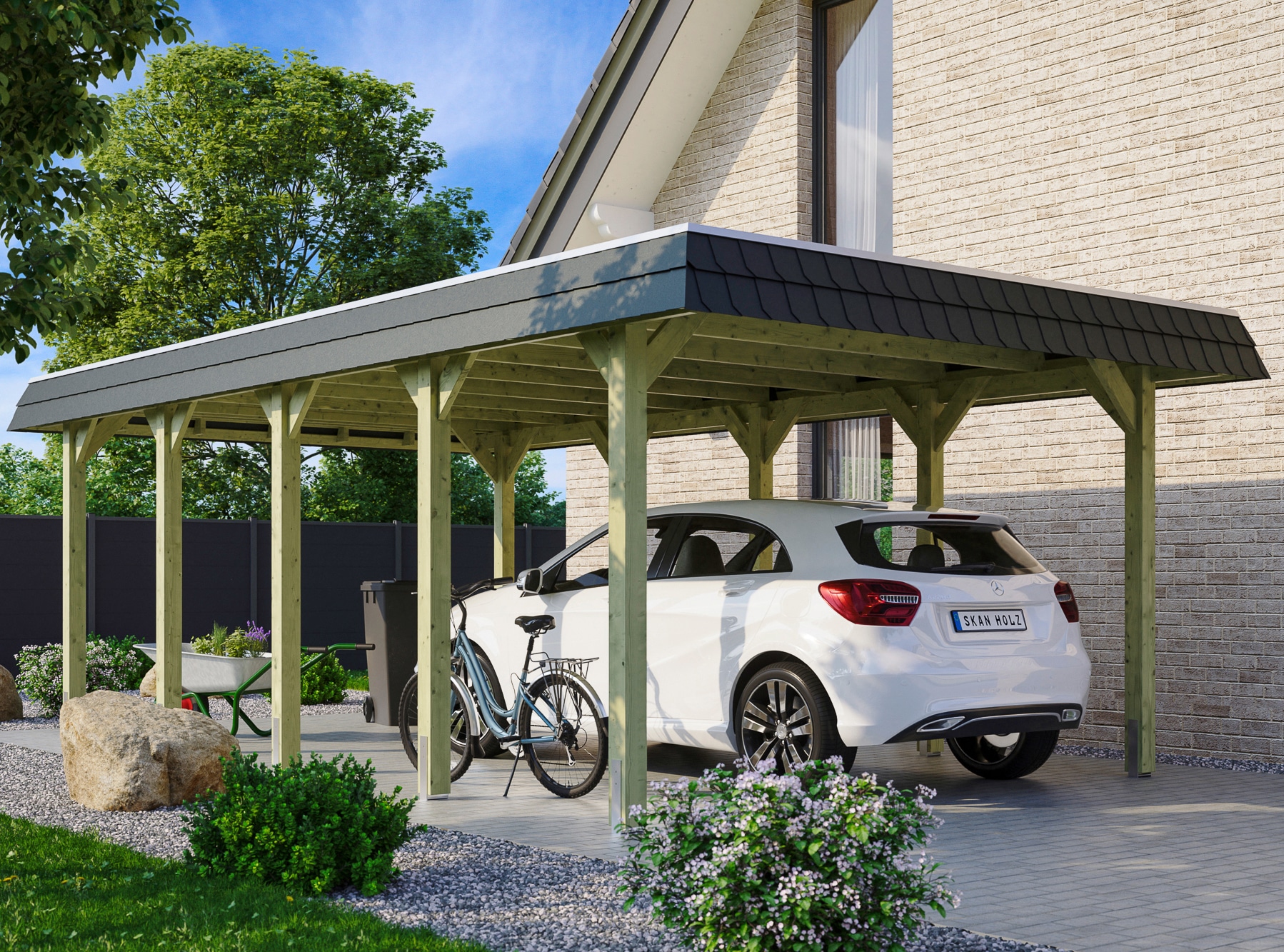 Skanholz Einzelcarport "Spreewald" Massivholz 342 cm grün
