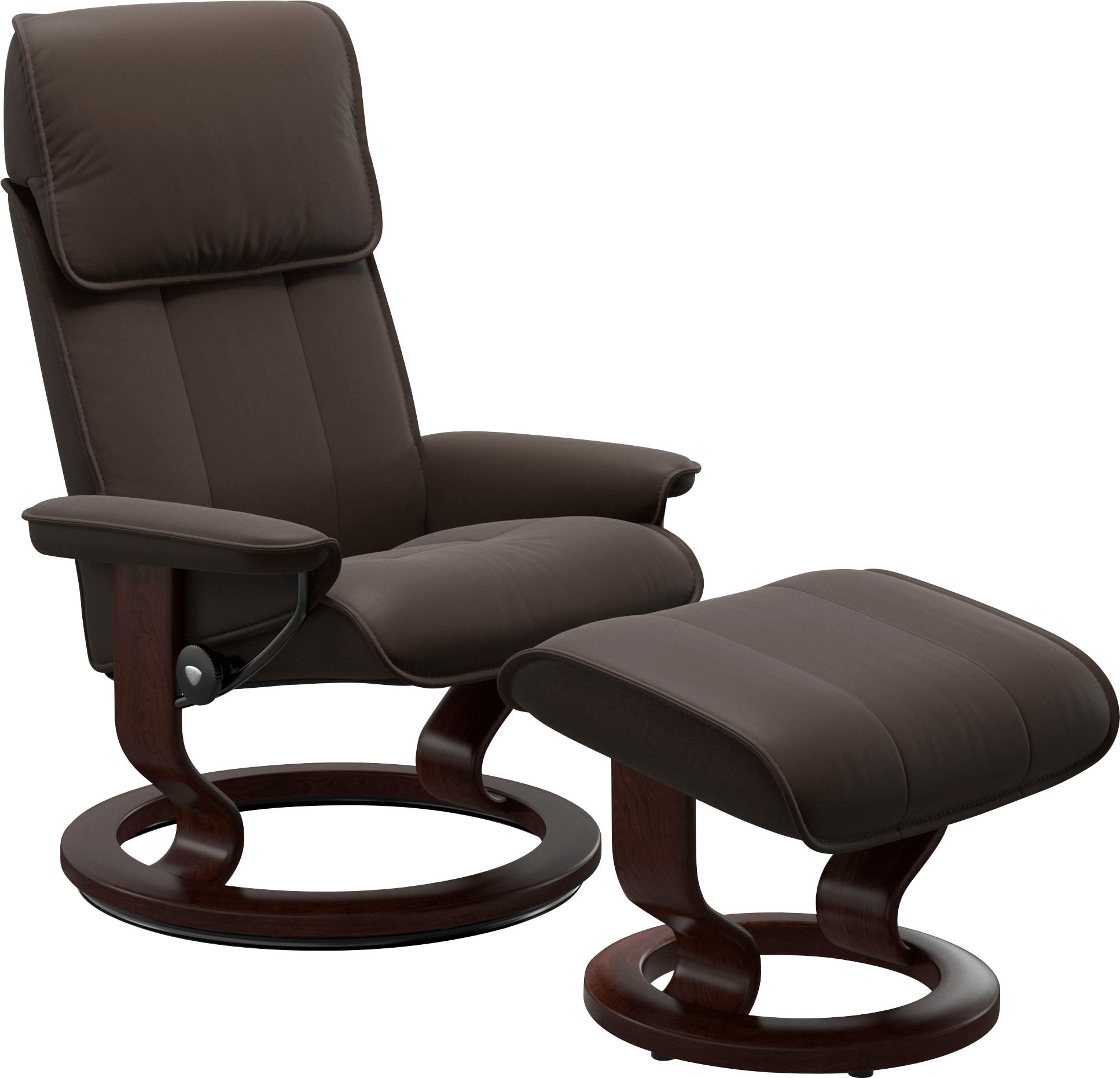 Stressless Relaxsessel "Admiral" Set, Relaxsessel inkl. Hocker, mit Classic Base, Größe M & L, Gestell Braun