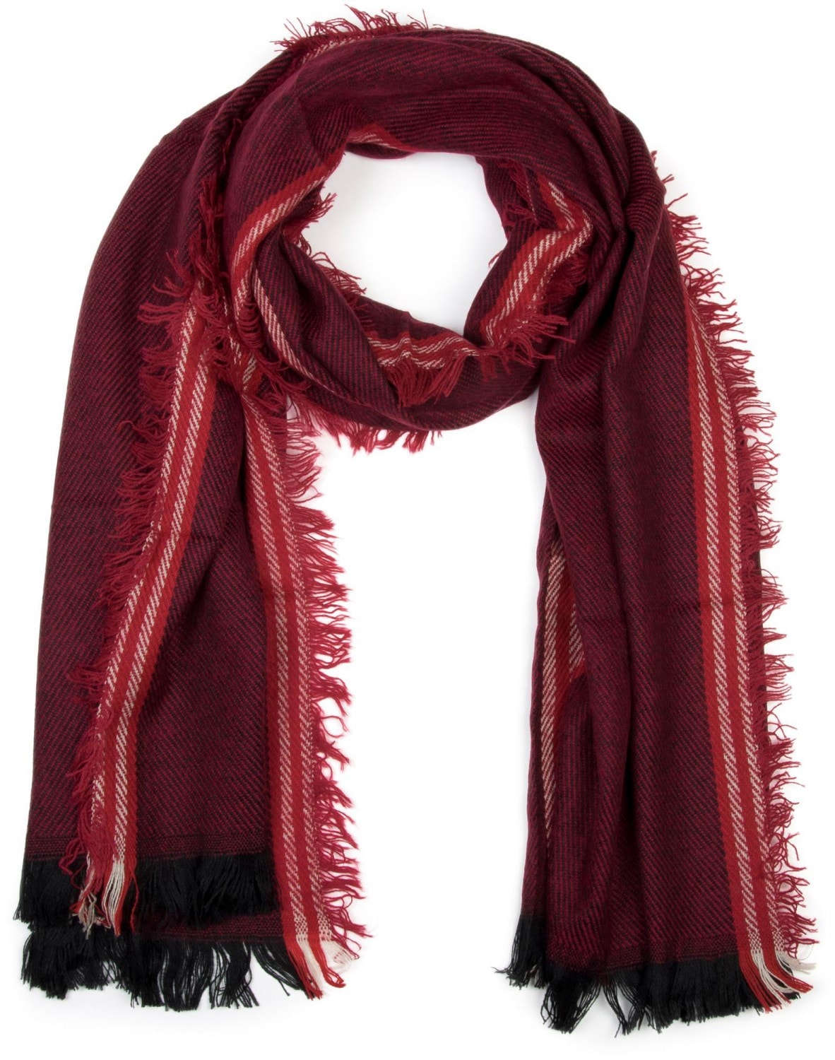 styleBREAKER Strickschal "Breiter XXL Schal mit Fransen und Streifen Muster" 1 Stk.