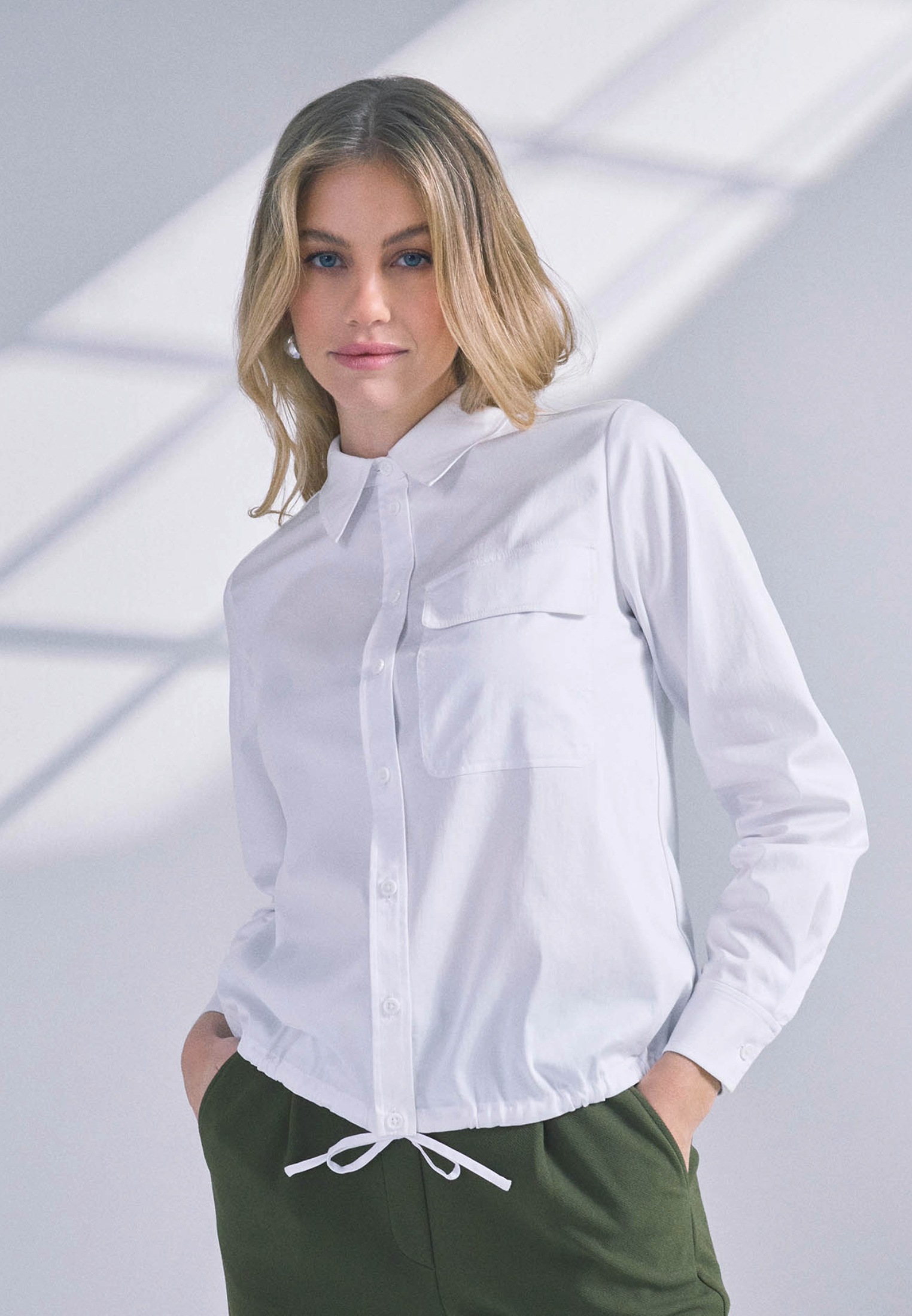Zero Klassische Bluse »zero Bluse mit Tunnelzug Pattentasche«