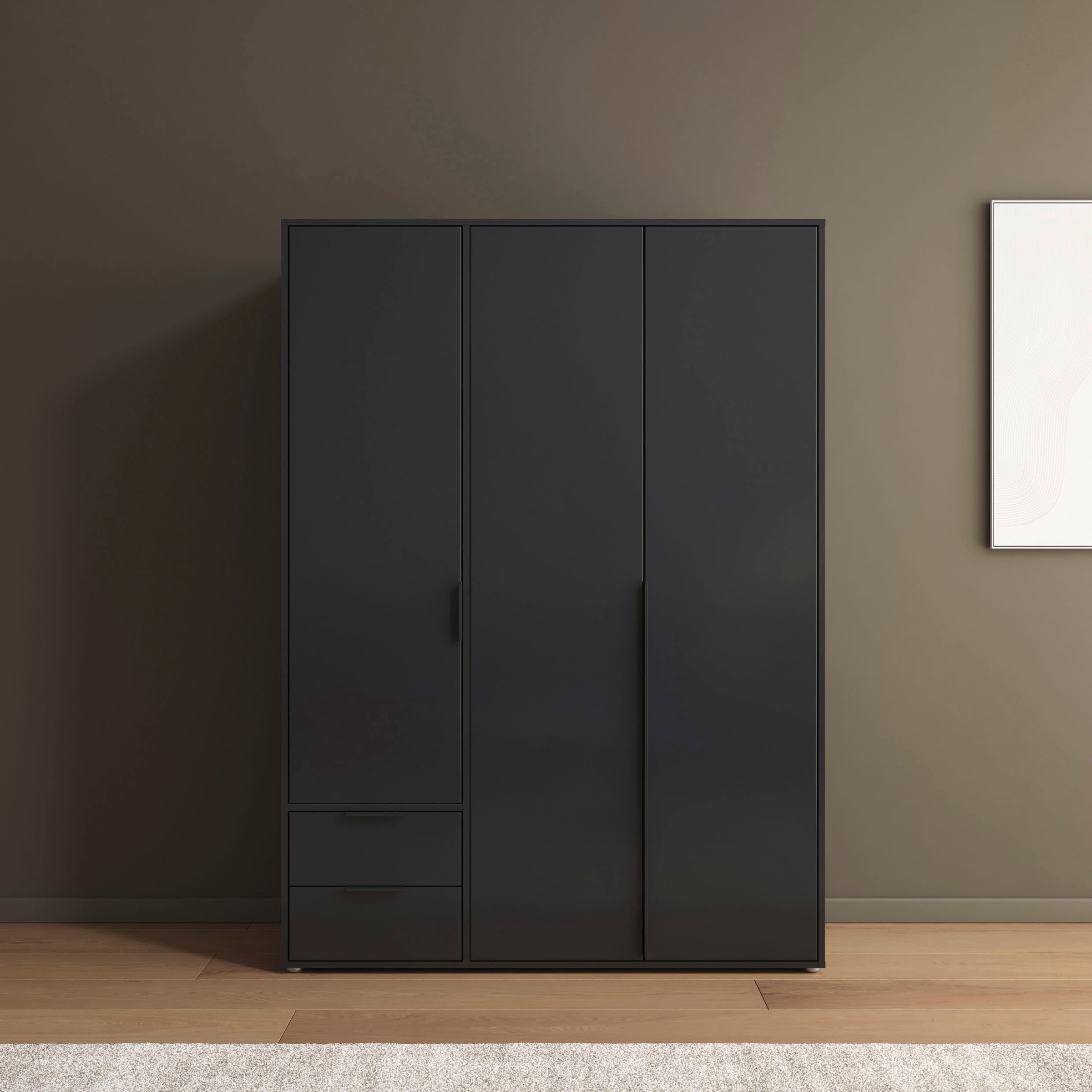 rauch Drehtürenschrank »Kleiderschrank Schrank Garderobe Wäscheschrank NAGATA viel Stauraum«, (in 3 verschiedenen Ausstattungen BASIC/CLASSIC/PREMIUM), mit Schubladen sowie Stangengriffen TOPSELLER MADE IN GERMANY