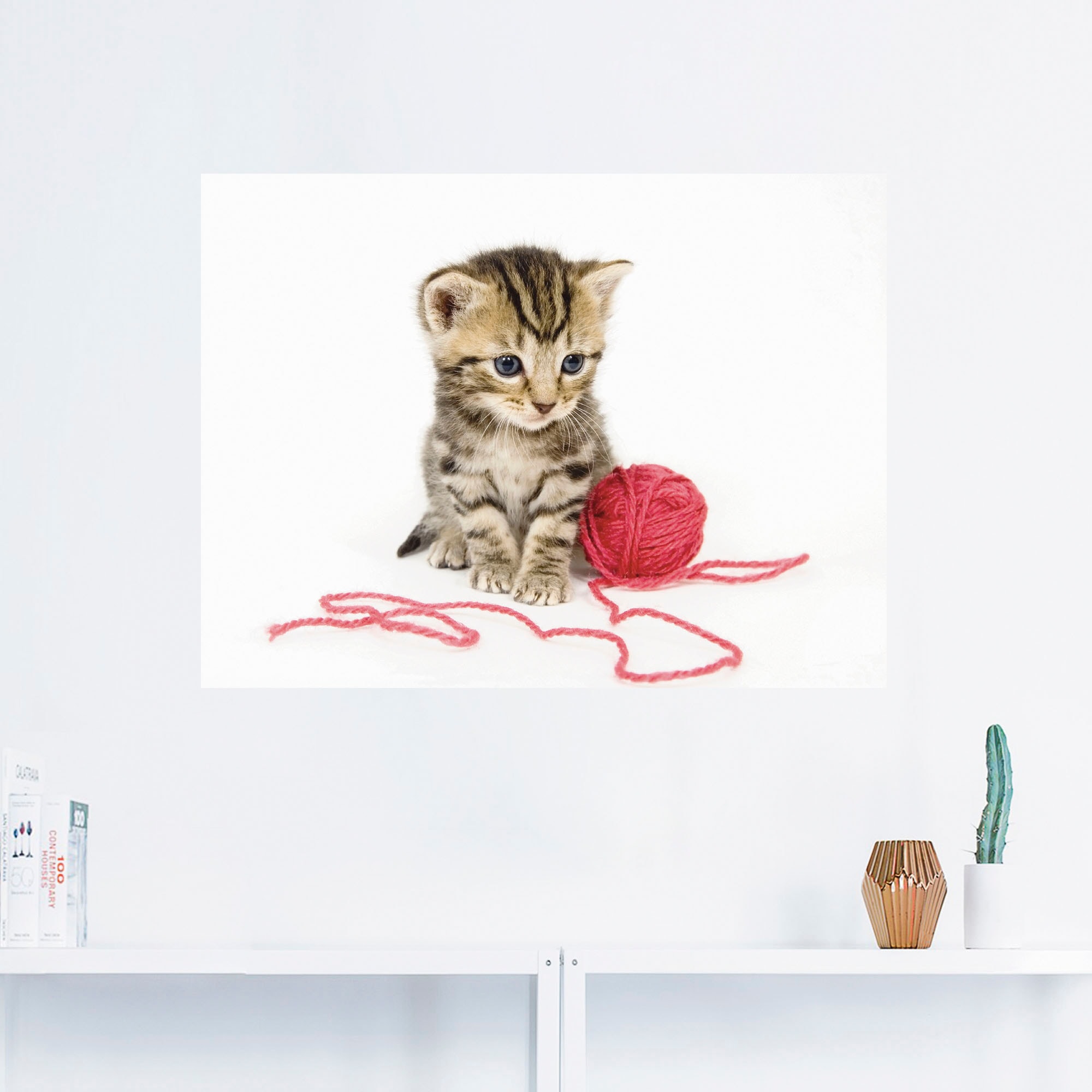Artland Wandbild »Kätzchen mit rotem Garnball«, Haustiere, (1 St.), als Alubild, Outdoorbild, Poster, Wandaufkleber in verschied. Größen