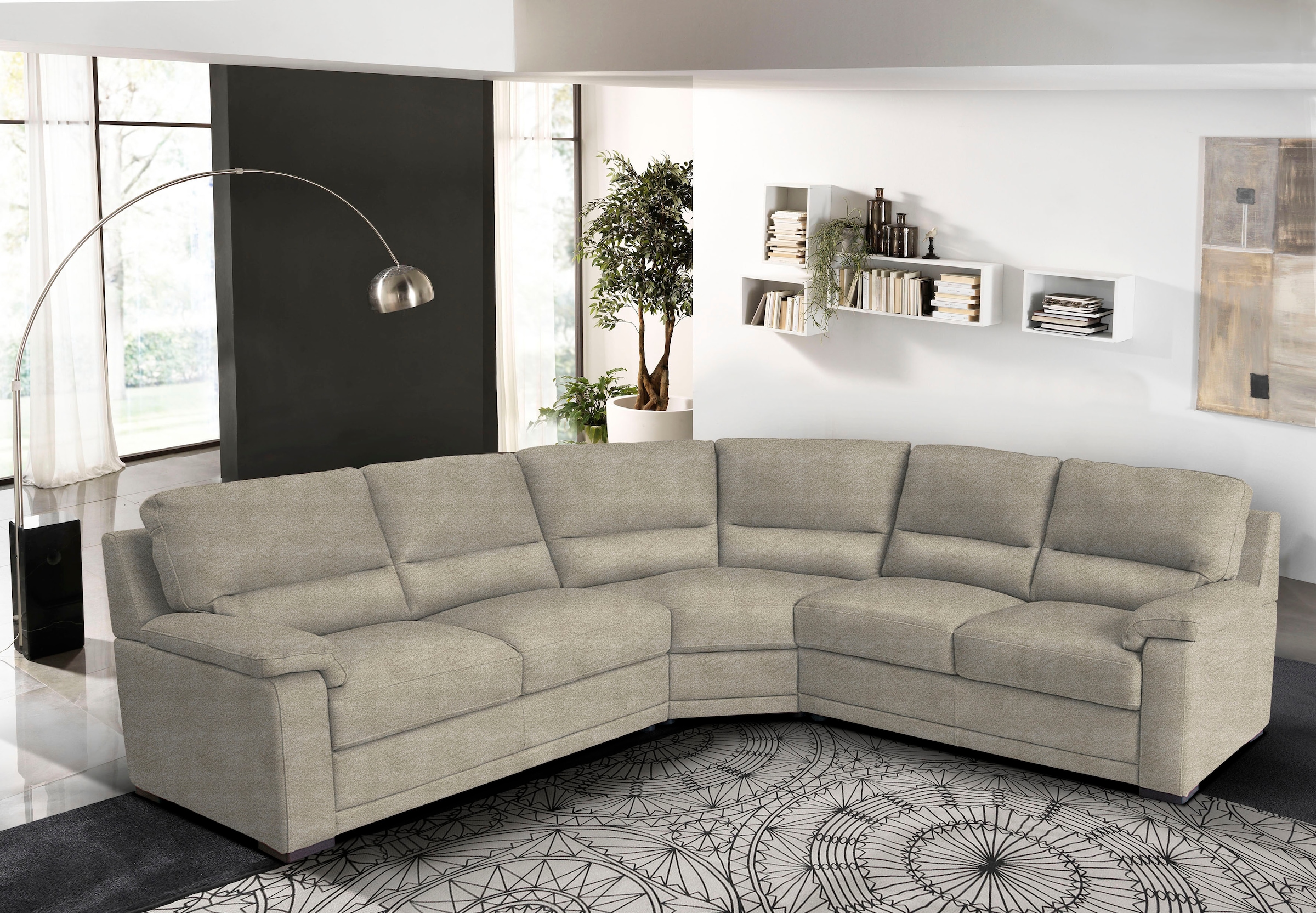 Egoitaliano Ecksofa "Doris, modernes Designerecksofa in hochwertigen Microfaserqualitäten" edle Detailverarbeitung, wahlweise fleckenabweisend oder in Lederoptik