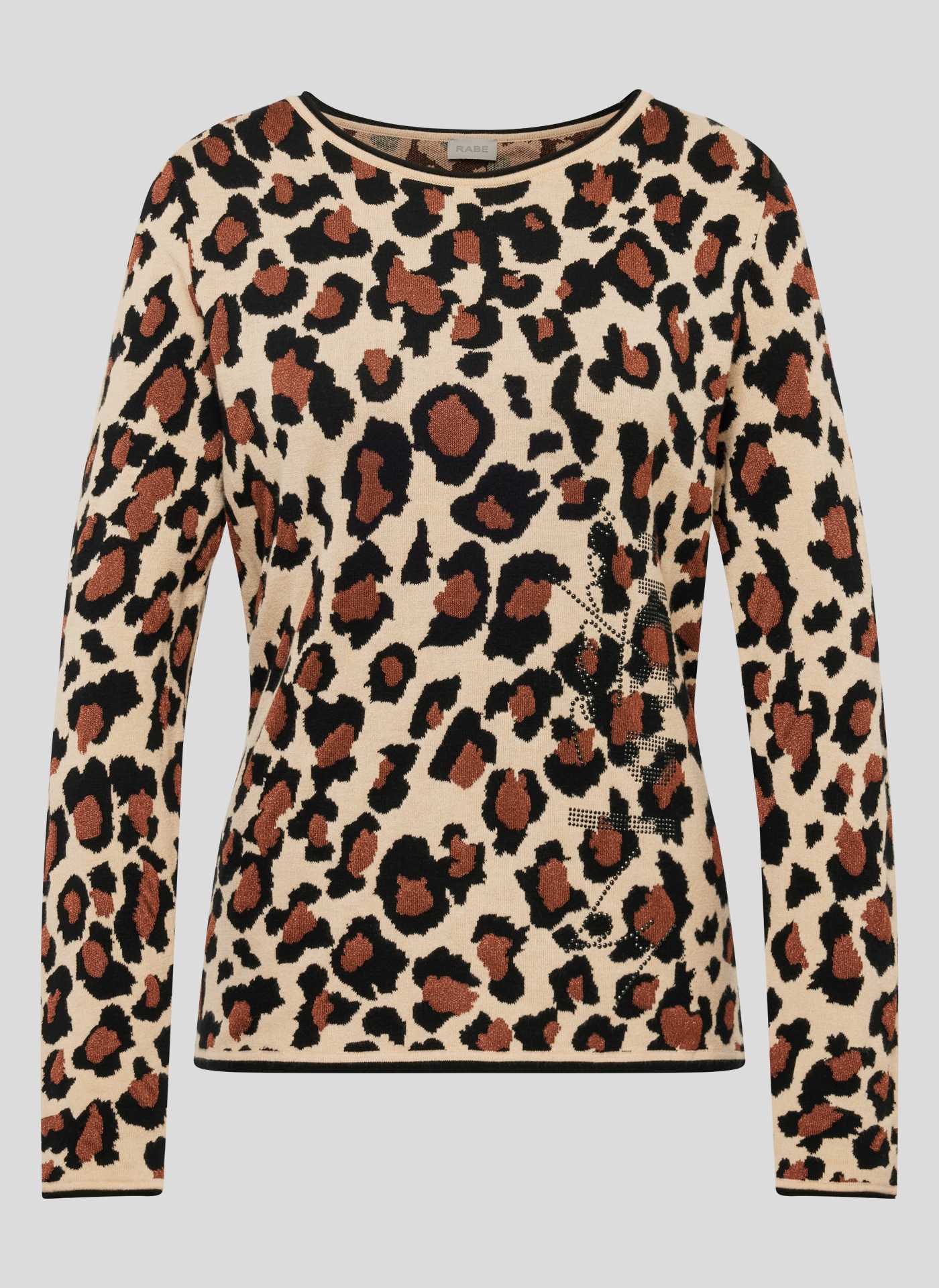 Rabe Strickpullover »Rabe Glamouröser Animal-Print Pullover mit Strassdetails«