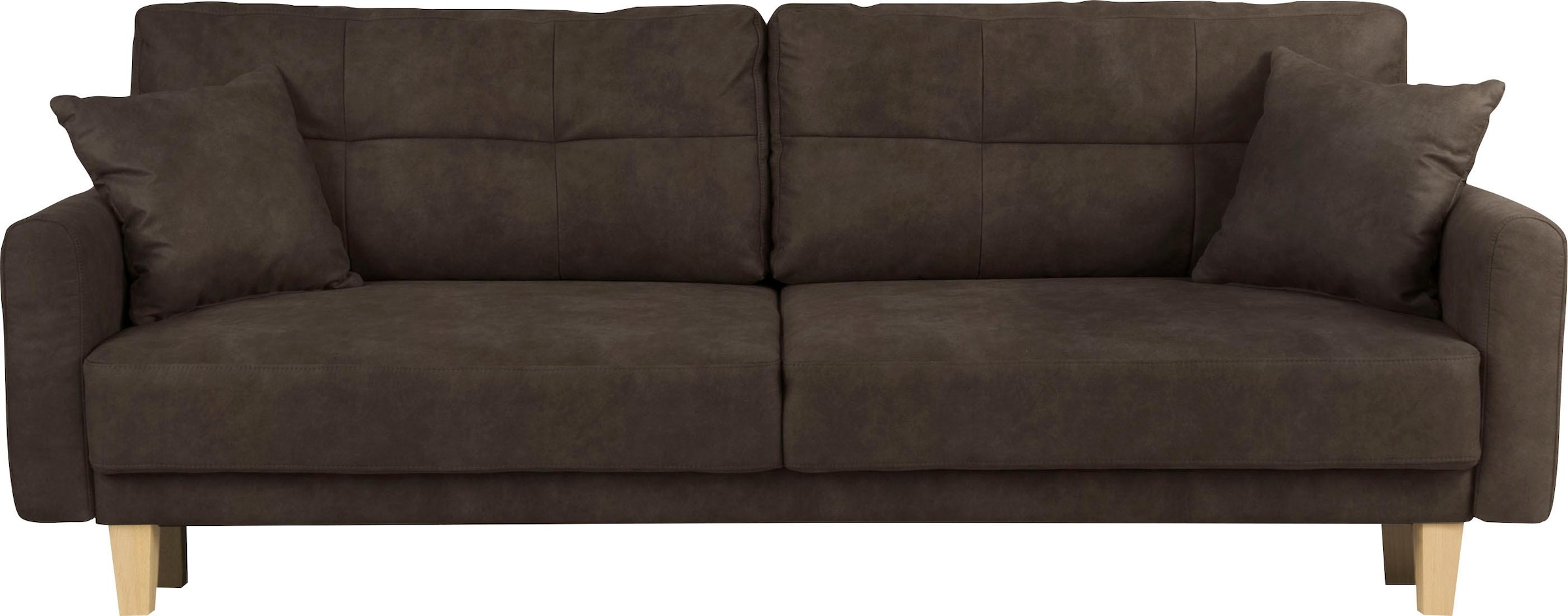 Home affaire 3-Sitzer »TRIPLO optionale Schlafsofa mit Bettkasten, Maße B/T/H: 215/100/89 cm«, Wahlweise Bettfunktion - Liegefläche 145x191 cm, Rücken-, Zierkissen
