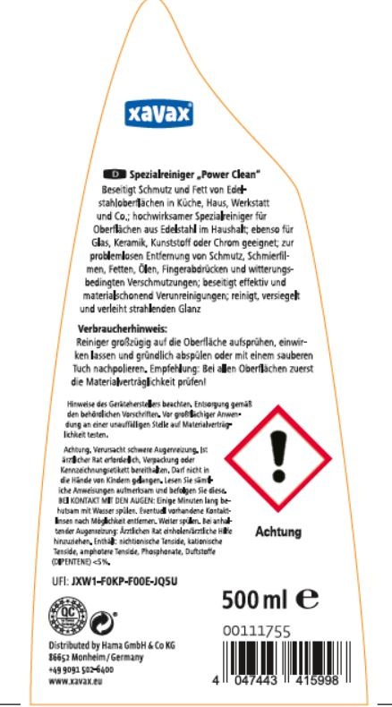 Xavax Reinigungs-Set »Spezialreiniger "Power Clean", 500 ml, Haushaltsreiniger«