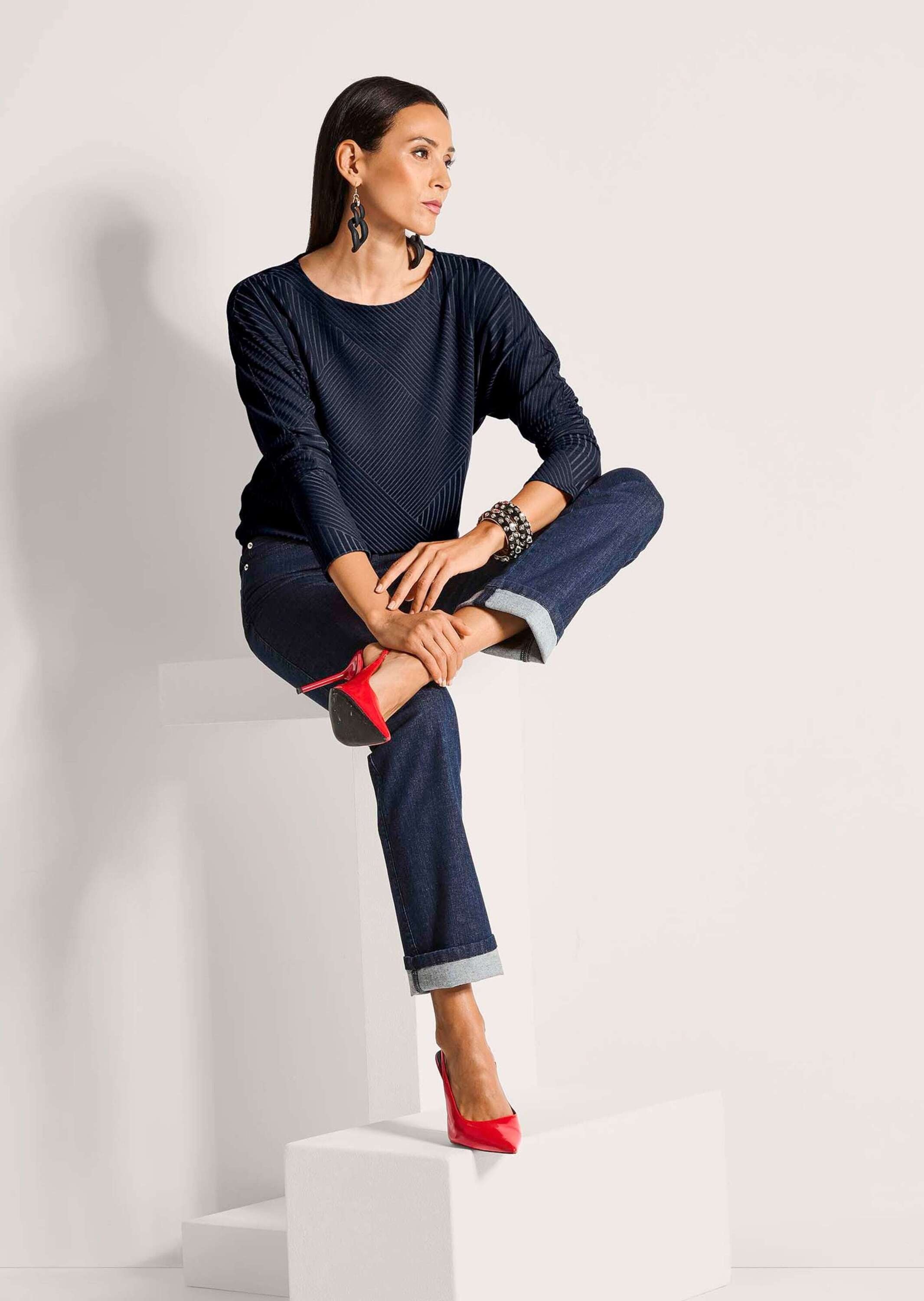 MADELEINE Langarmshirt »Shirt Shirt mit Fledermausärmeln und Struktur«